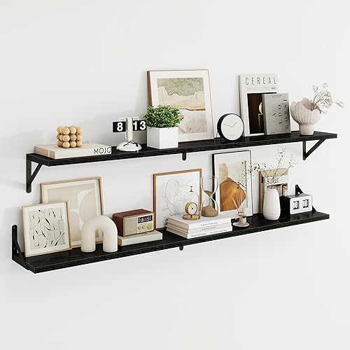 Miniatura 26 de Dreamland Estantes flotantes blancos para pared, juego de 2 estantes montados en la pared de 16 pulgadas de ancho x 8 pulgadas de profundidad,