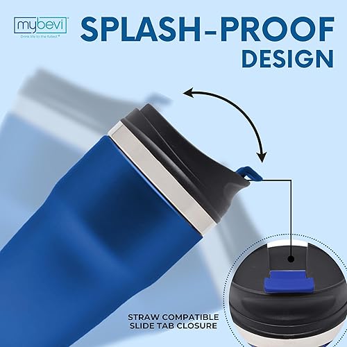 Miniatura 3 de MyBevi Retro Wave - Vaso de viaje aislado de acero inoxidable de alta calidad (12 onzas, azul marino mate, 12 onzas)