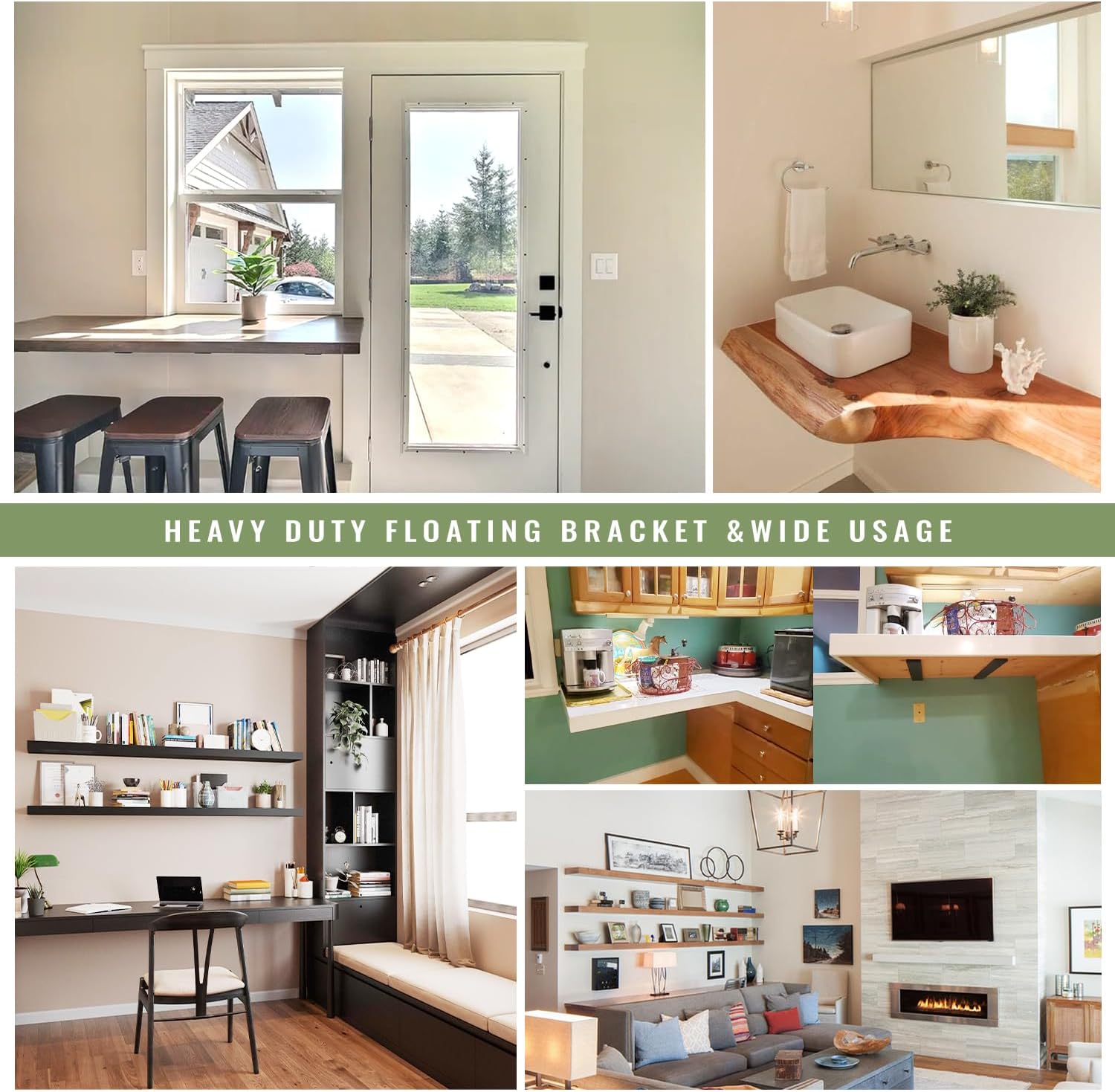 Floating Shelf Brackets Heavy Duty 3/8" Thick 4 Pack 20" Lx2.5 W Steel Hidden Countertop Support Brackets for Wall Mounted Granite, Quartz and Industrial Shelving