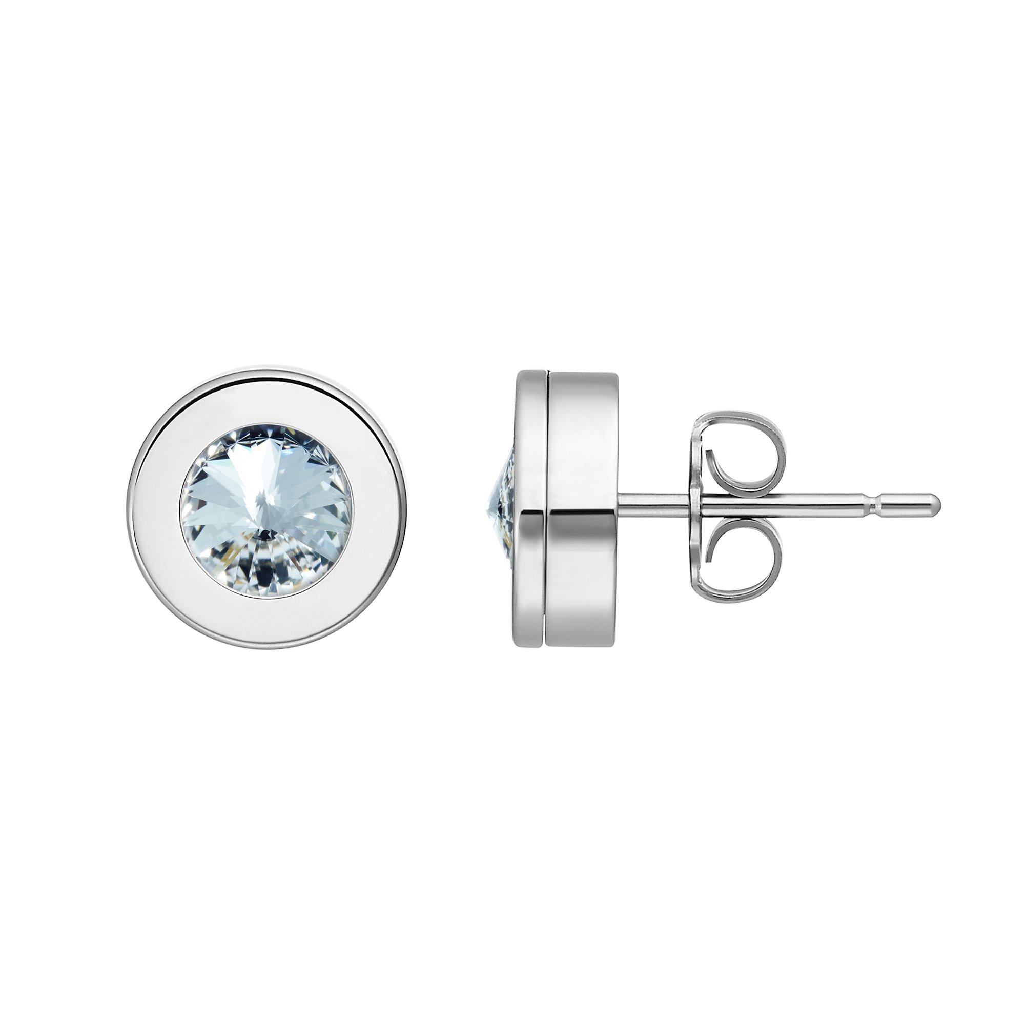 Heideman Ohrstecker Colori Damen Silber Edelstahl mit Kristall weiß 6mm