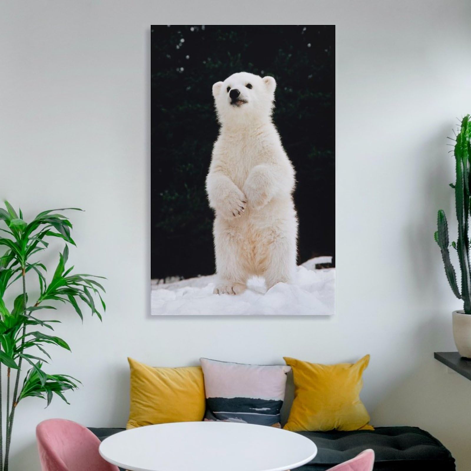 Amazon.co.jp: 立っている小さなシロクマ アートパネル 野生動物の