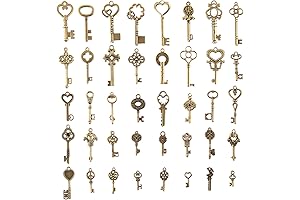 CHuangQi 40-Piece Antique Bronze Vintage Skeleton Keys Charm Set: Perfect for Steampunk Creations