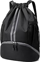 Hoedia Drawstring Gym Bag with Shoe Compartment & Wet Pocket - Water-Resistant Swim Backpack for Men Women 22L