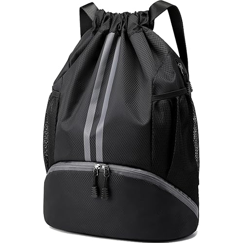 Hoedia Sports Drawstring Backpack - Swim Gym Bag for Women and Men