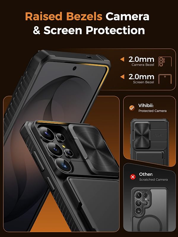 Vihibii for Samsung Galaxy S26 Ultra Case with Card Holder (4 Cards) RFID Blocking & Slide Camera Cover, Military Grade Drop Protection, Wallet Phone Case for Samsung Galaxy S26 Ultra 6.9" 2026, Black by Vihibii - Used condition - Image 6