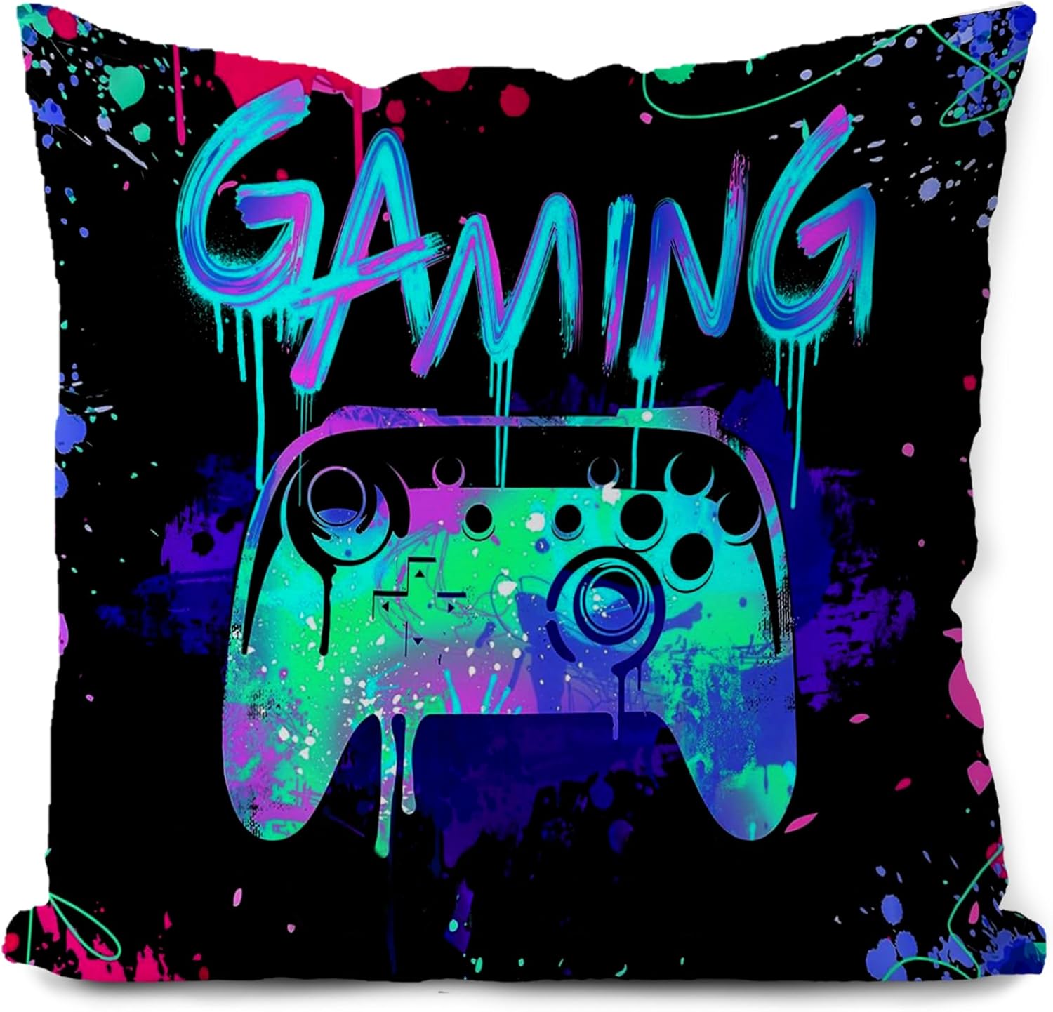 Gaming Pillow Covers - Gamer Throw Pillow Set 4, 18x18, Game Room Decor for Boys