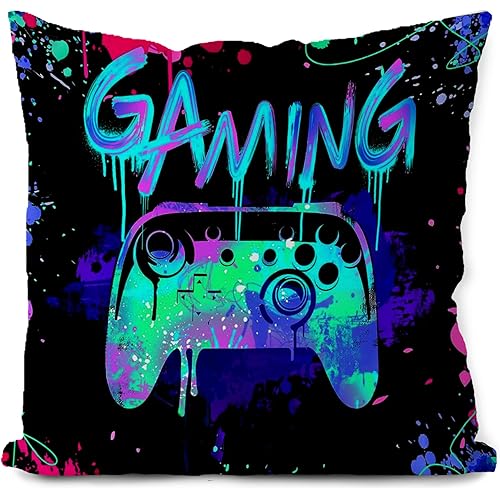 Gaming Pillow Covers,Gamer Pillow Covers 20x20,Gamer Room Decor for Boys,Gaming Room Decor, Boys Room Decor,Gaming Decor for Boys Bedroom, Game Room Accessories and Decor, Gaming Decor.