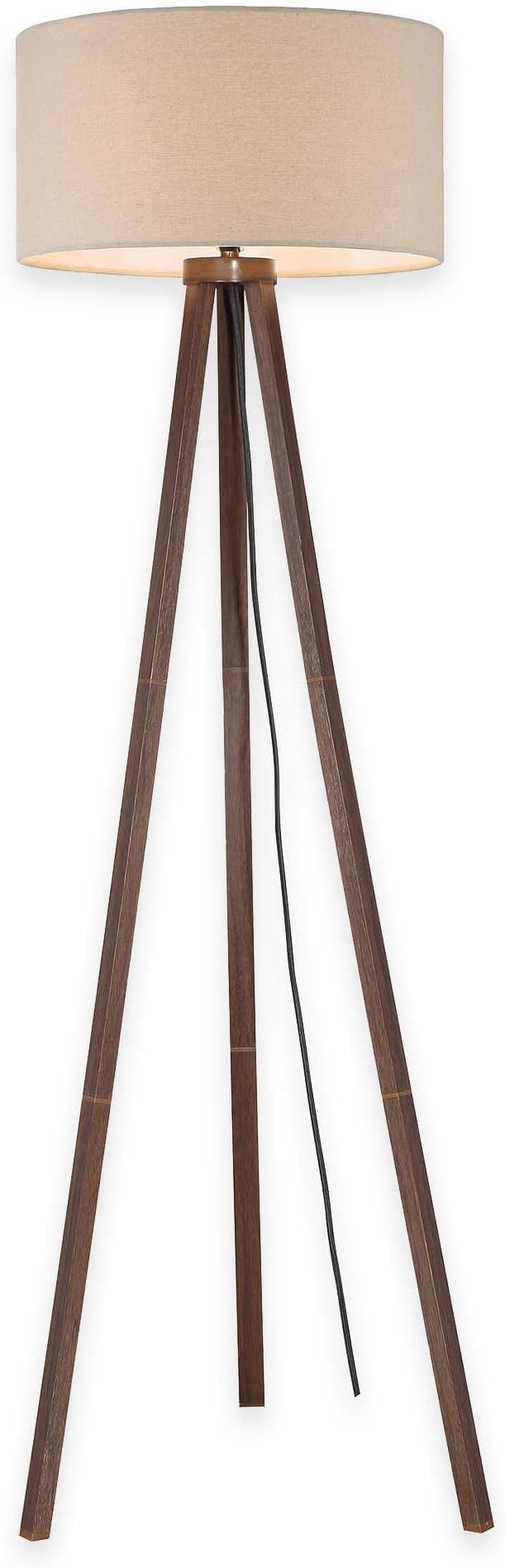 Tripod Floor Lamp in Walnut with Linen Shade