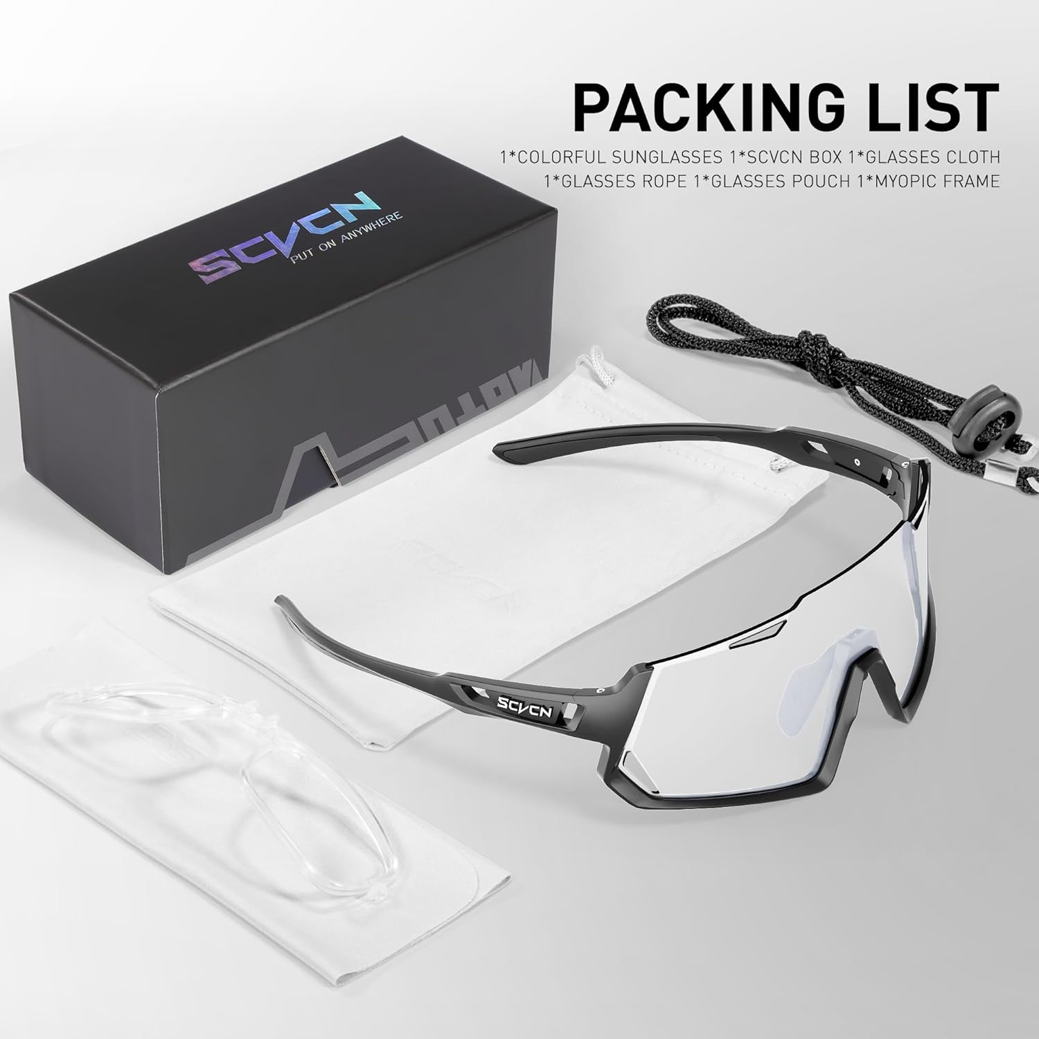 SCVCN Photochromic Cycling Glasses Sport Sunglasses Clear Men Women MTB BMX Running Driving S336 - Image 6