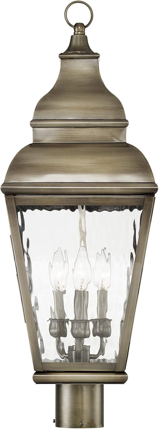 50% Off Discount Livex Lighting 2606-29 Exeter 3-Light Outdoor Post Head, Vintage Pewter