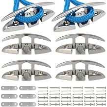 316 Stainless Steel Boat Folding Cleats Boat Dock Cleats 5/6/8.5 inch, Flip up Dock Cleat for Deck and Boat, Dock Cleats Folding Cleat Rope Cleat Boat Cleats with Fasteners 1,2,4,6 Pack
