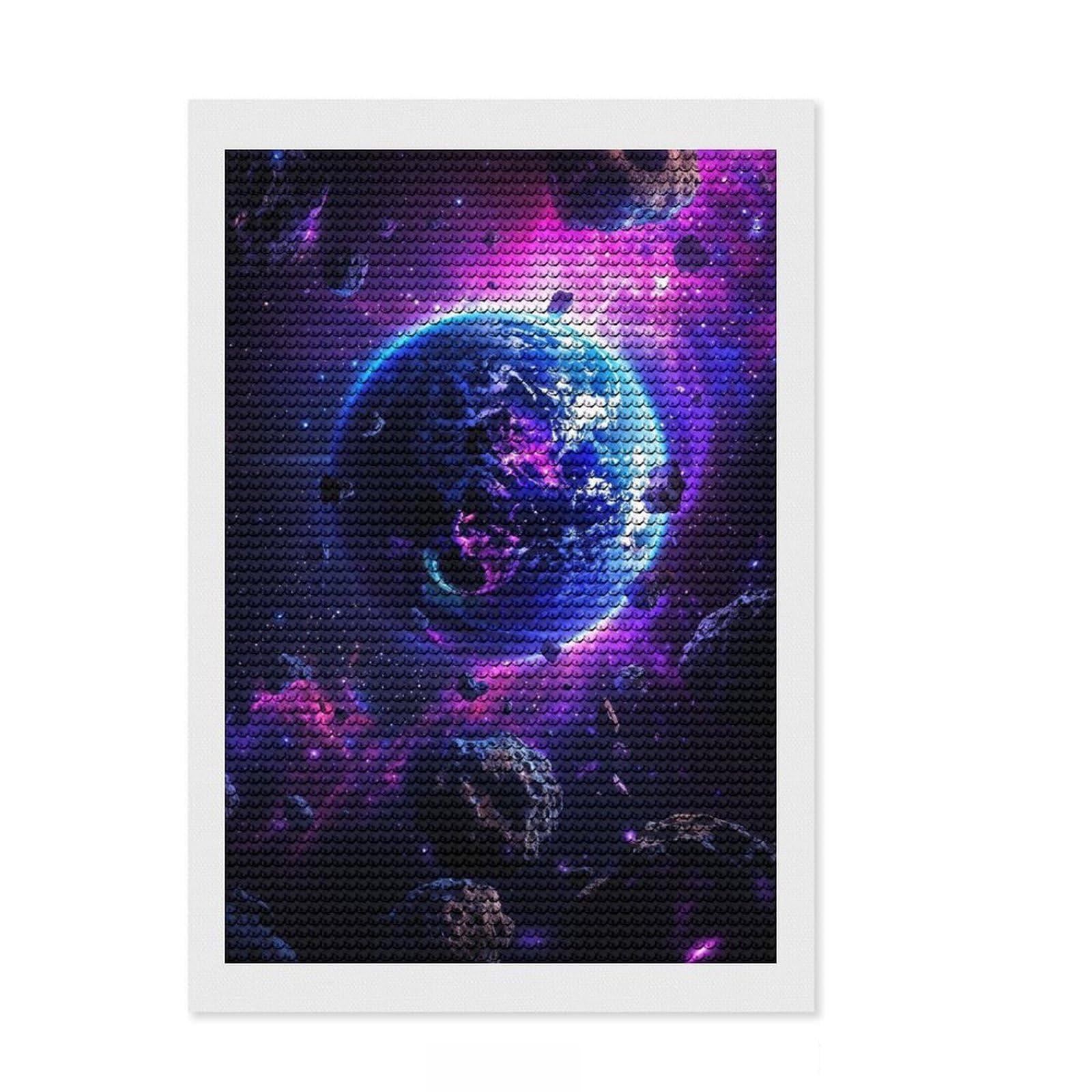 Junmoney Cosmic Horizon DIY Diamond Art Canvas Kit 8"x12", Fun Craft Experience, Good for Quiet Evenings, Cosy Home Accent, Gift Idea
