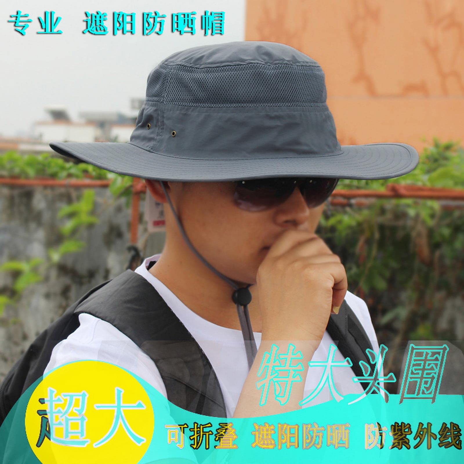 Sombrero de pescador de cabeza grande para hombre, sombrero de sol para mujer, sombrero de pescador de playa, gorra de algodón puro, sombreros de cubo de tamaño grande