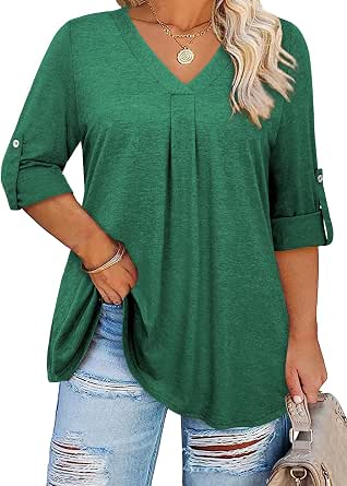 Siddhe Women's Plus Size Square Neck Tunic Top - Loose Fit Short Sleeve Blouse, Blue, 3XL