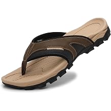ARRIGO BELLO Flip Flops Mens sandbeach Thong Sandals Leather Sliders Non-Slip Summer Slippers Durable Antislip Flip-flop US Size 8-13