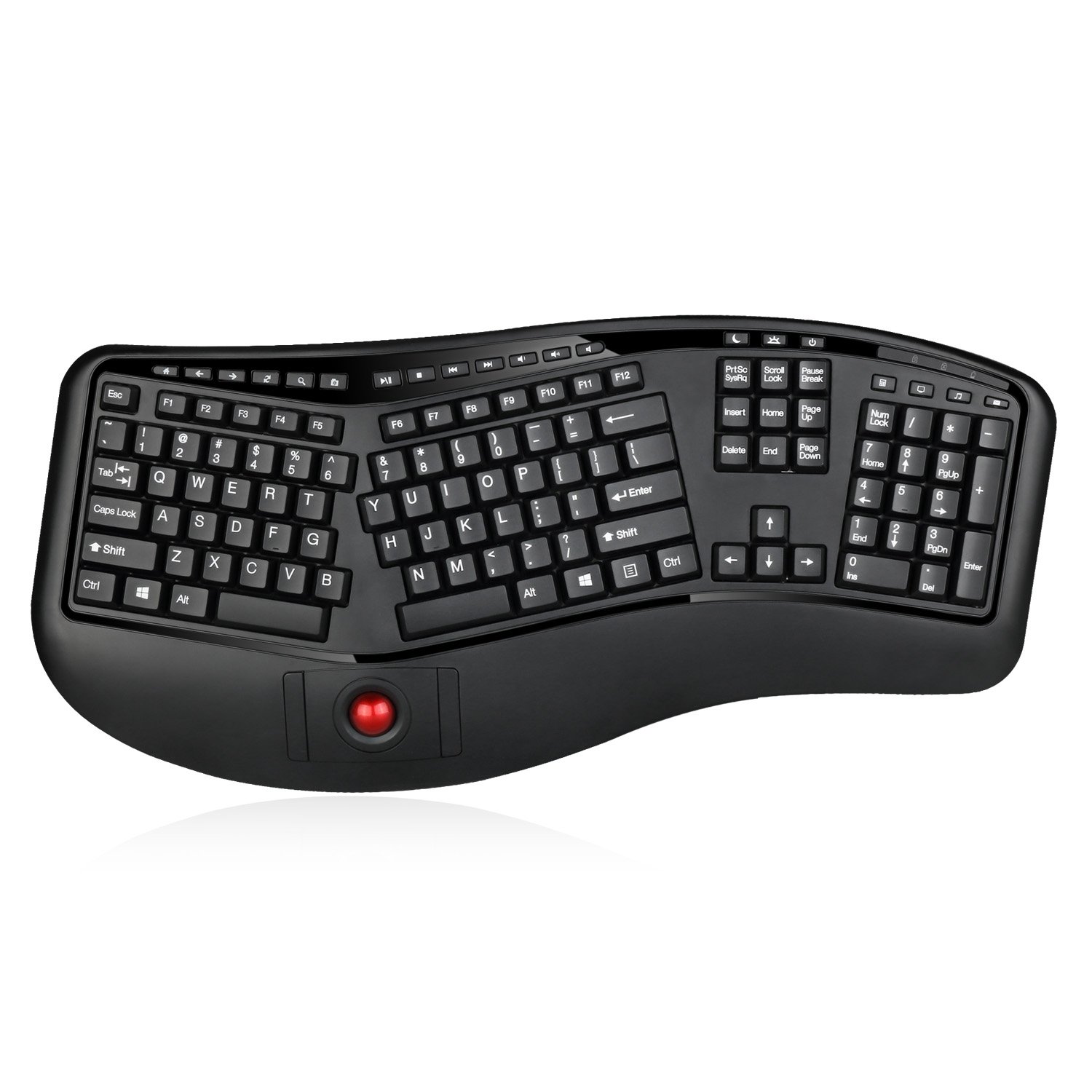 Adesso WKB-3500UB Tru-Form 3500, 2.4GHz Wireless Ergonomic Trackball Keyboard