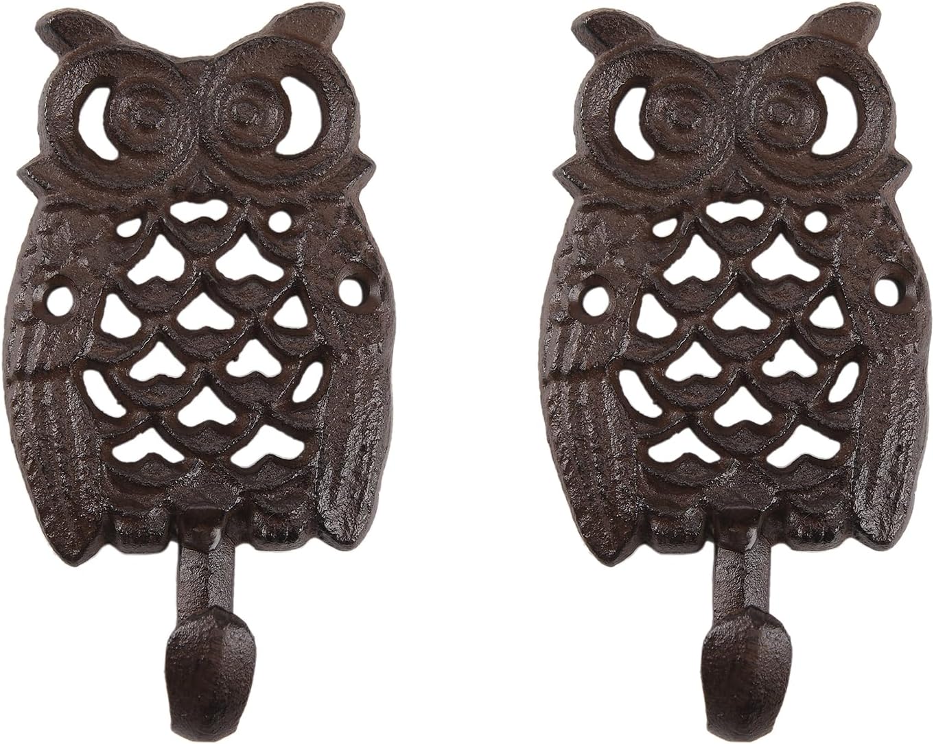 BRASSTAR Cast Iron Owl Shaped Coat Hook Wall Mounted Retro Hanger for Hanging Coats, Bags, Hats, Towels, Keys, Tools, Home Farmhouse Garden Decor (2)