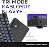 Hawk Gaming HK255 Membrane LCD RGB Kablosuz/Bluetooth%75 Türkçe Gaming Klavye (Siyah Gri)