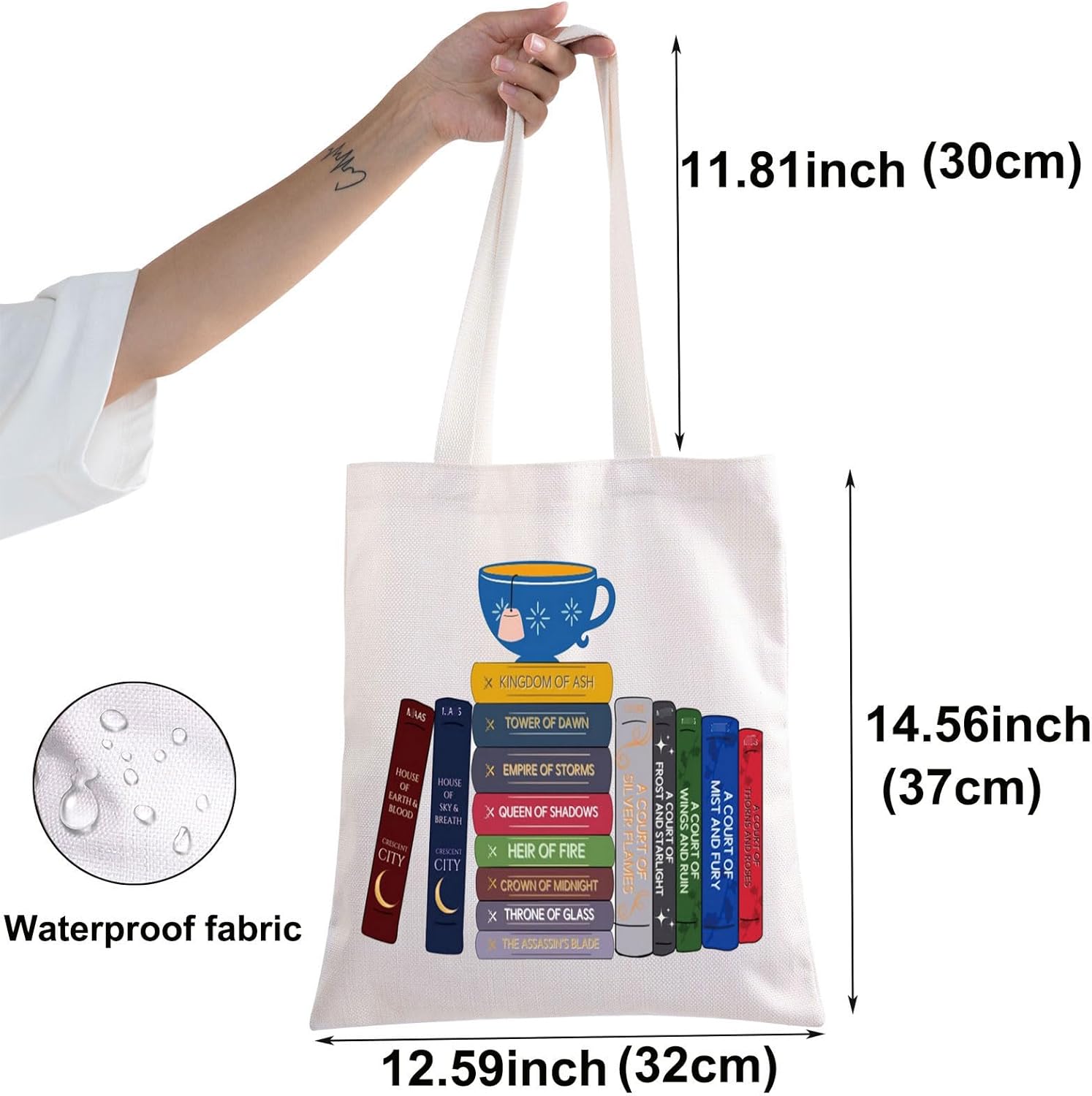 BWWKTOP Bookworm Canvas Tote Bag Night Court Gifts Readers Shoulder Bag Bookish Merchandise - Image 2