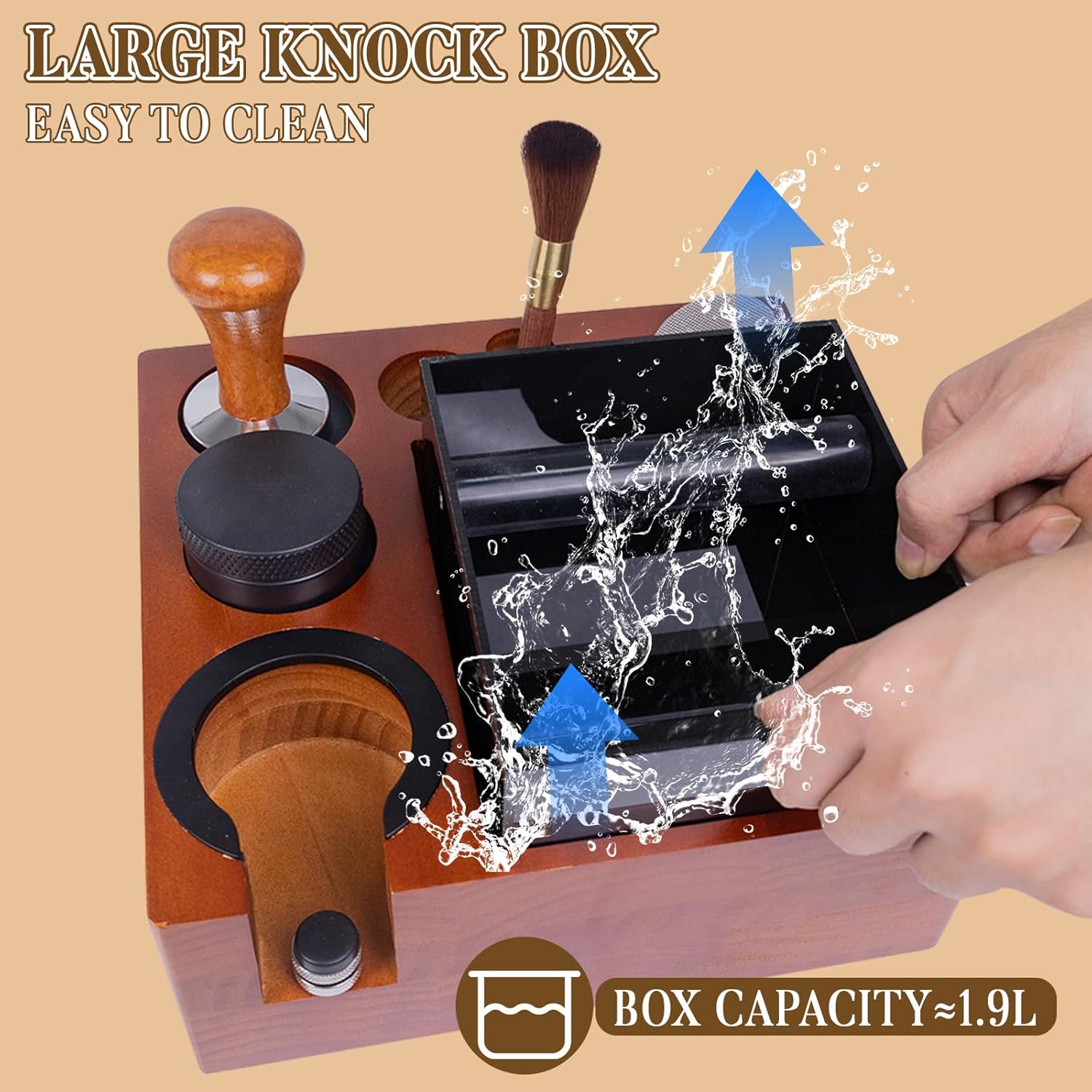 21pcs Espresso Knock Box Set,Espresso Tamping Station,Tamping Station Fit for Storage 51/54/58mm Coffee Accessories,Detachable Coffee Dump Bin,Includes WDT Tool,Brush,Towel,Spoon,Decorative Stencils