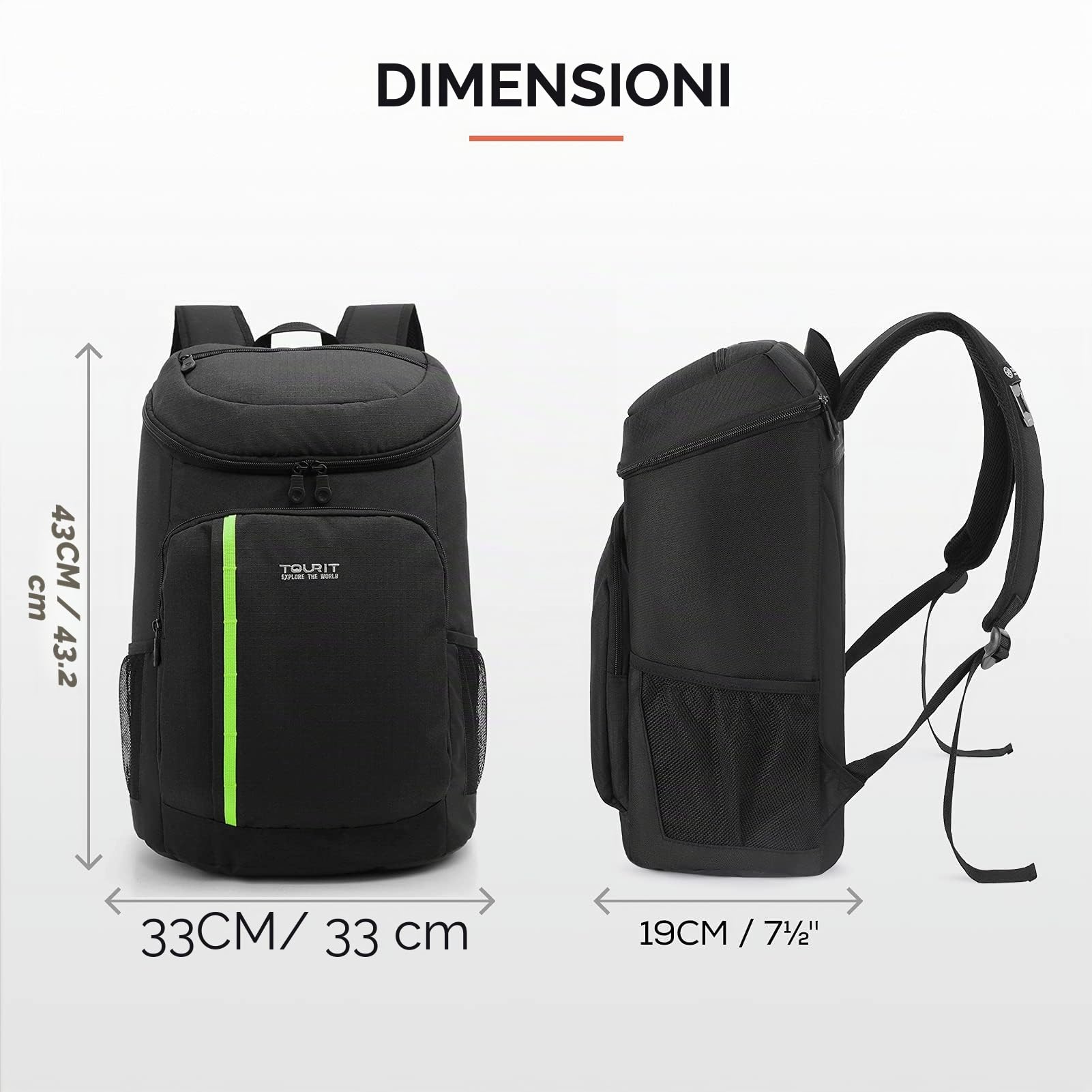 TOURIT Zaino Termico Frigo 28 L Borsa Termica Porta Pranzo Borsa Frigo Isoterma per Campeggio, Picnic, Barbecue, Eventi Sportivi