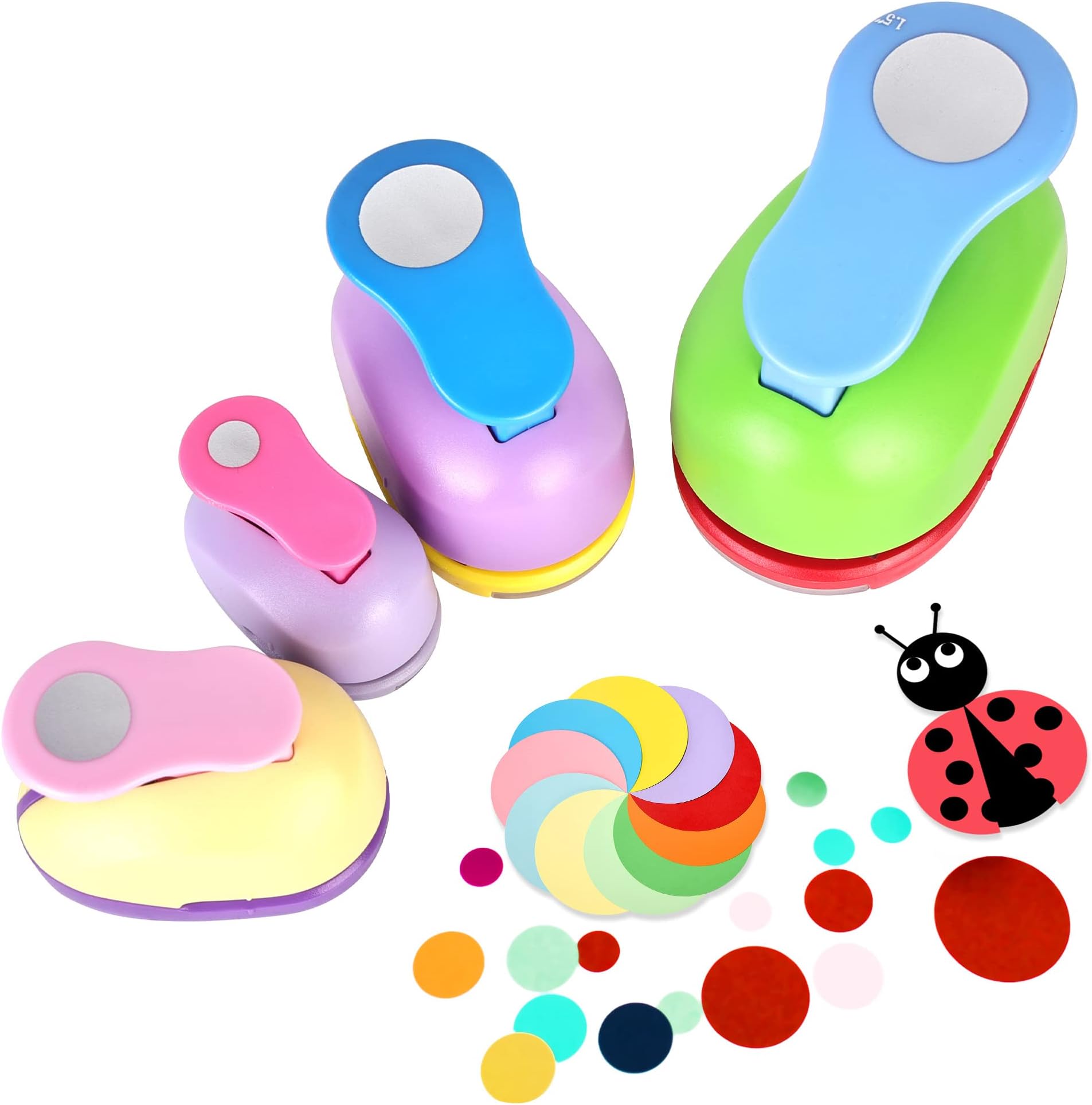 Circle Punch Hole: 4 Pieces Paper Puncher, Cutter for Crafts, Scrapbook Pages, Memory Books, Card Making, Journals, Gift Tags (8, 15, 25, 38 mm)