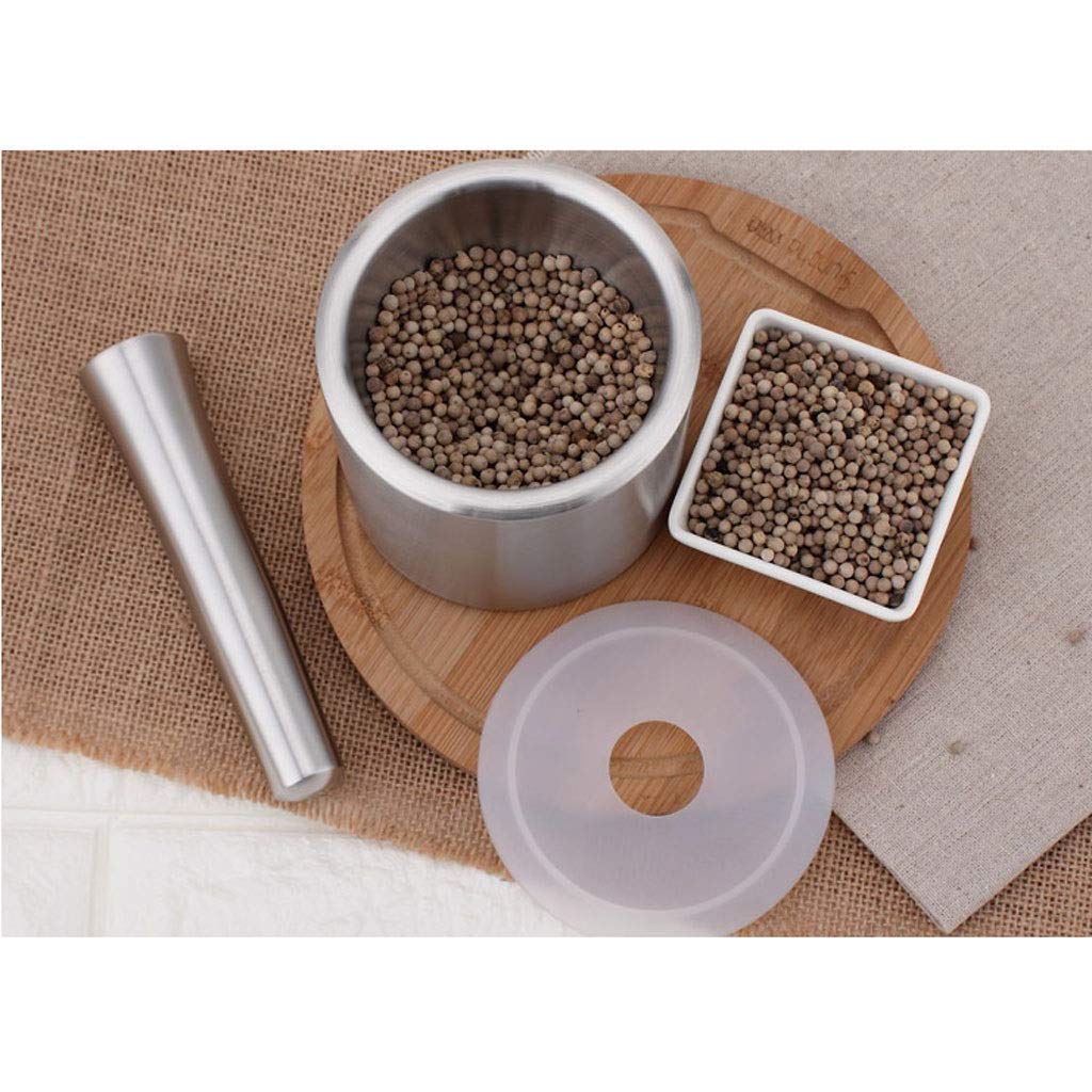 Pestle and Mortar 304 Stainless Steel Household Mortar Grinder Stainless Steel and Spice Grinder Has A Rubber Base to Prevent Slipping Mortar Pestle