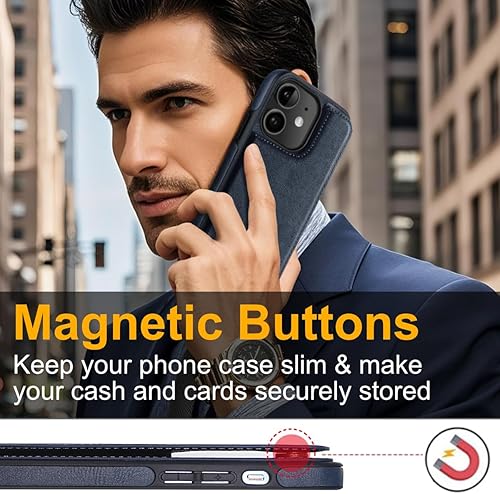 Miniatura 2 de DOGODON Funda tipo cartera con tarjetero de cuero de lujo para iPhone 11, ranuras para tarjetas, doble cierre magnético, a prueba de golpes, 6.1