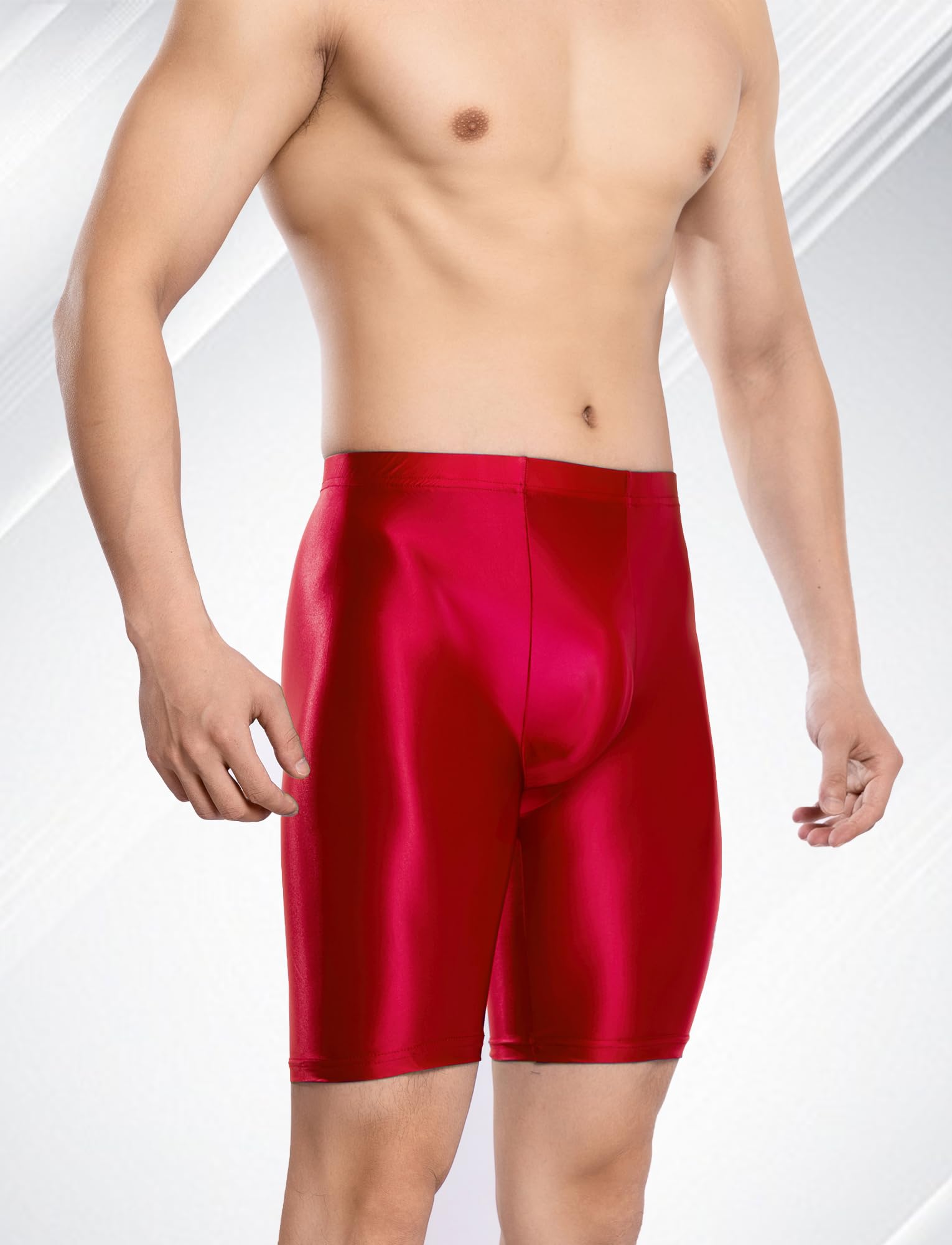 Short Brillant Homme Short de Compression Homme Sport de Short Legging Homme Sport Wetlook Élastique Collants de Course Short de Sport Court Sexy Homme Caleçon Long