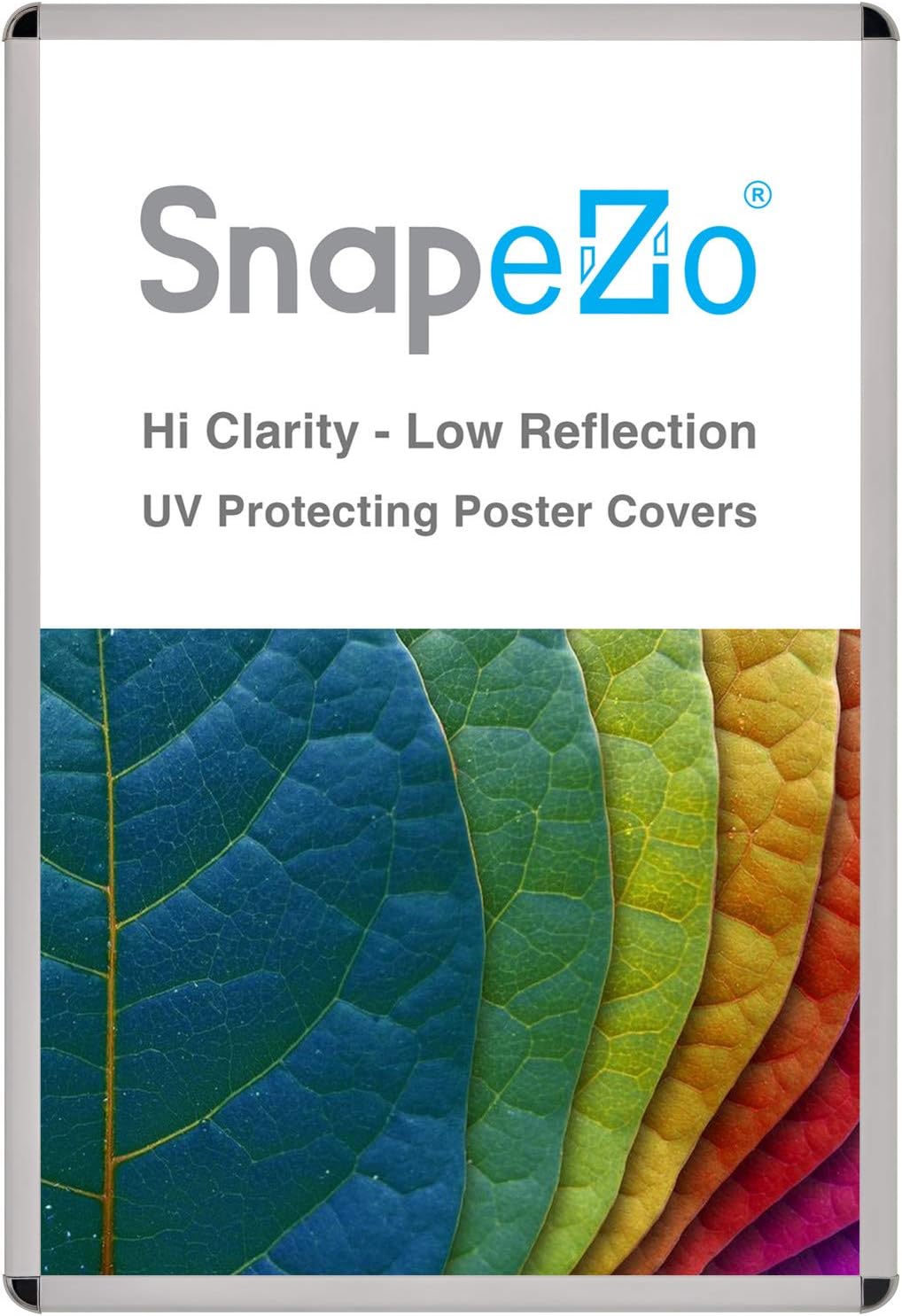 SnapeZo Silver Movie Poster Frame 27x40 Inches, 1.25 Inch Aluminum Profile, Round-Cornered, Front-Loading Snap Frame, Wall Mounting, Professional Series for One Sheet Movie Posters