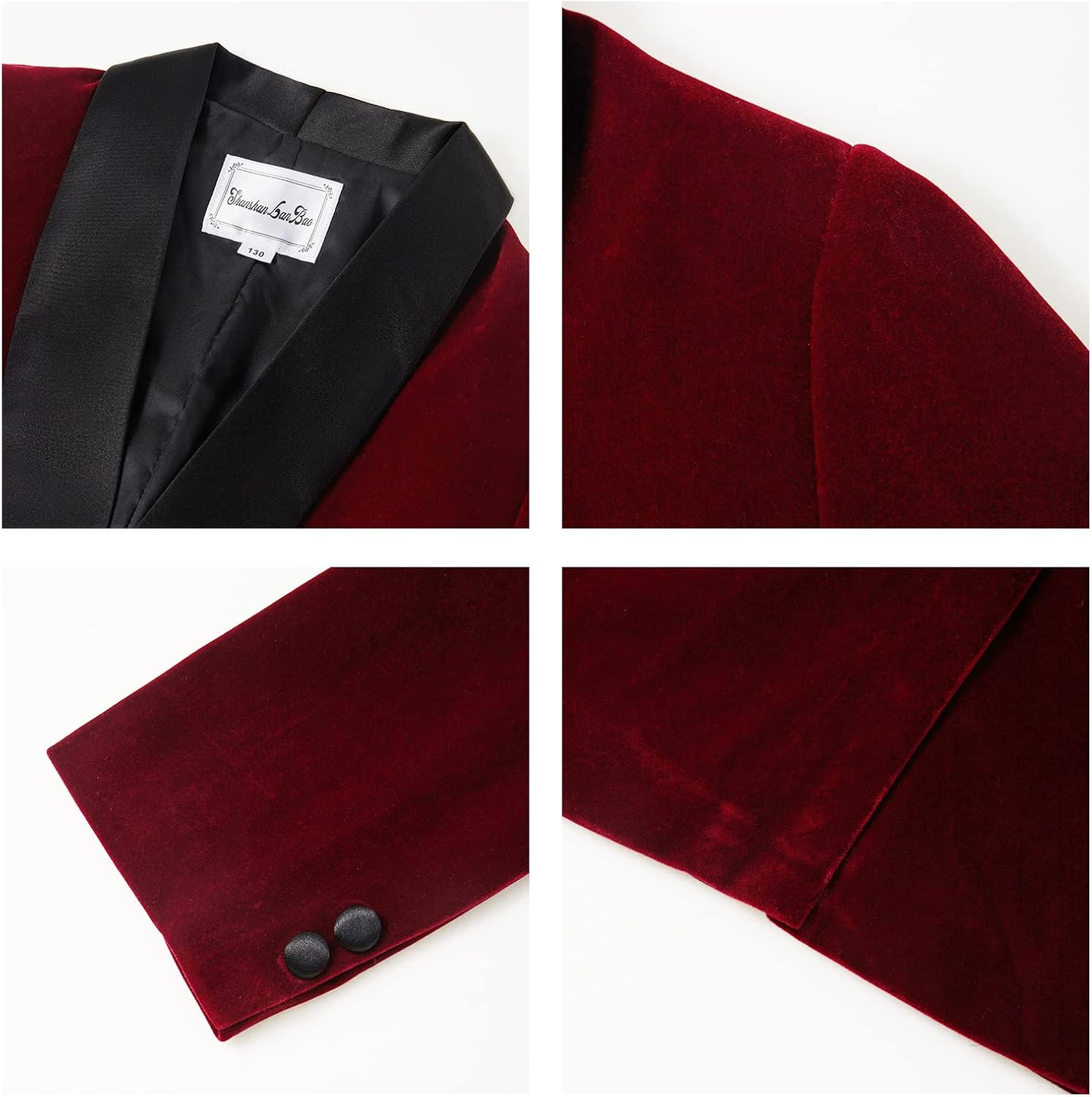 Boys Tuxedo Suit 3 Pieces Kids Formal Slim Fit Velvet Suits Set for Wedding Prom Party - Image 5