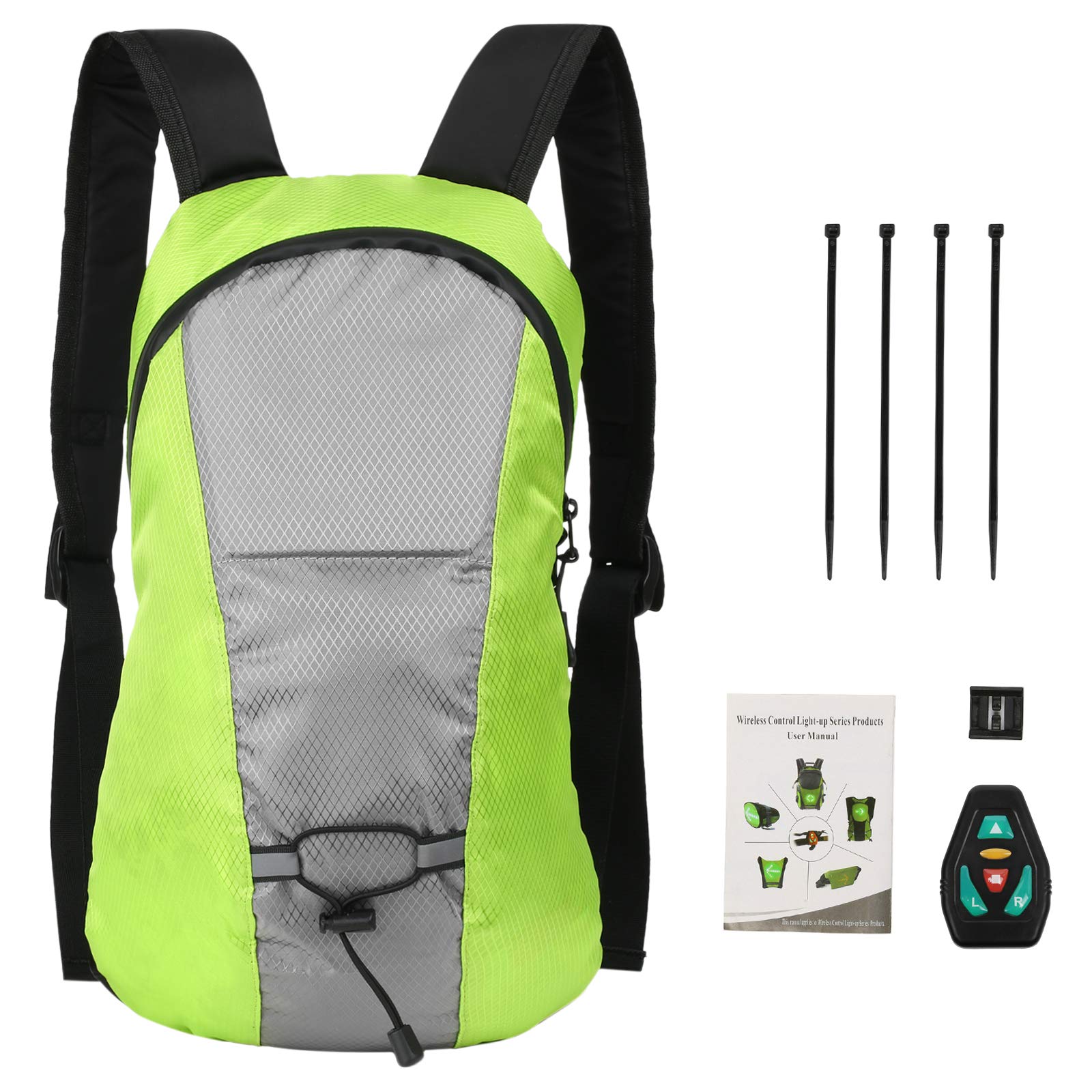 LIXADA Sac À Dos Réfléchissant Léger USB Rechargeable Indicateur de Direction du Signal Lumineux sans Fil à Del pour Cyclisme Courir Marche Jogging (Gris)