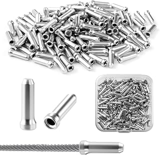 150 Pieces Silver Bowden Train End Caps Aluminum Alloy Clutch End Caps | Bowdent Train Nipple with Plastic Box Bicycle End Cap End Sleeve Bike Spare Parts for Mountain Bike Bicycle Gear