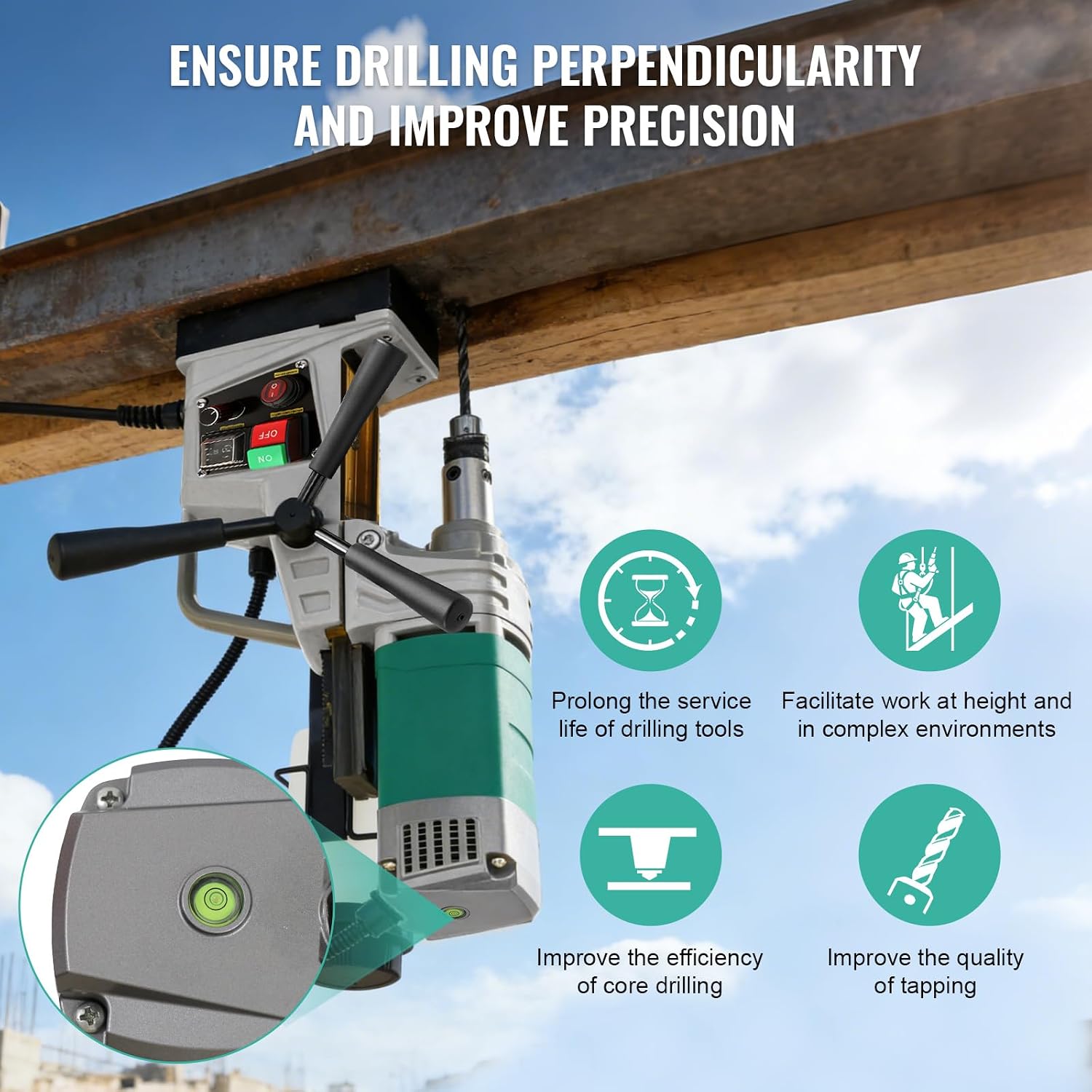 Mag Drill Press,1550W 2" Boring Diameter, 3147 lbf Magnetic Drill Press,750 rpm,With 2 Coring Bits,Variable Speed & Reversible Direction,Mag Drill for Metal Surface, Industrial and Home Improvement