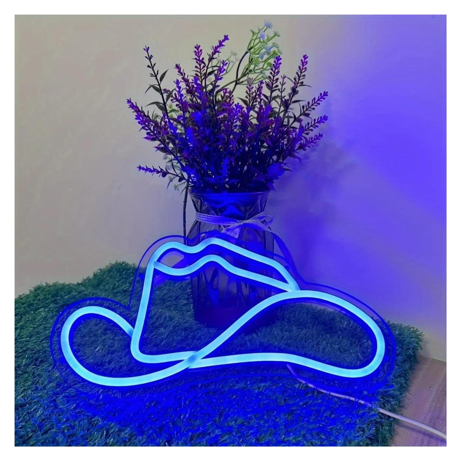 LEMST Sign Lamp Cowboy Hat Neon Sign USB Powered Creative Neon Light for Concert Music Tavern Decor 17.94cmx32.5cm(A)