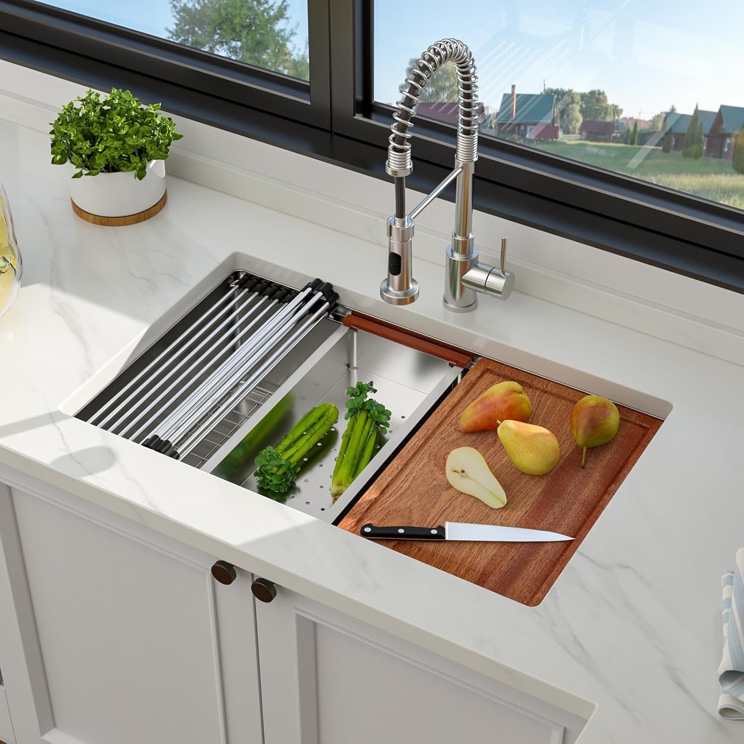 30 Inch Undermount Kitchen Sink - 30 × 19 Stainless Steel Workstation Sink 16 Gauge Single Bowl 9'' Deep Basin Handmade Stainless Kitchen Sinks