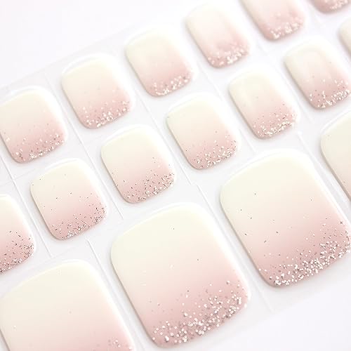 Miniatura 2 de Alice & Bella Tiras de uñas de gel semicuradas  Kit de pedicura favorito de Bella 32 piezas  Color rosa degradado suave con un toque de purpurina