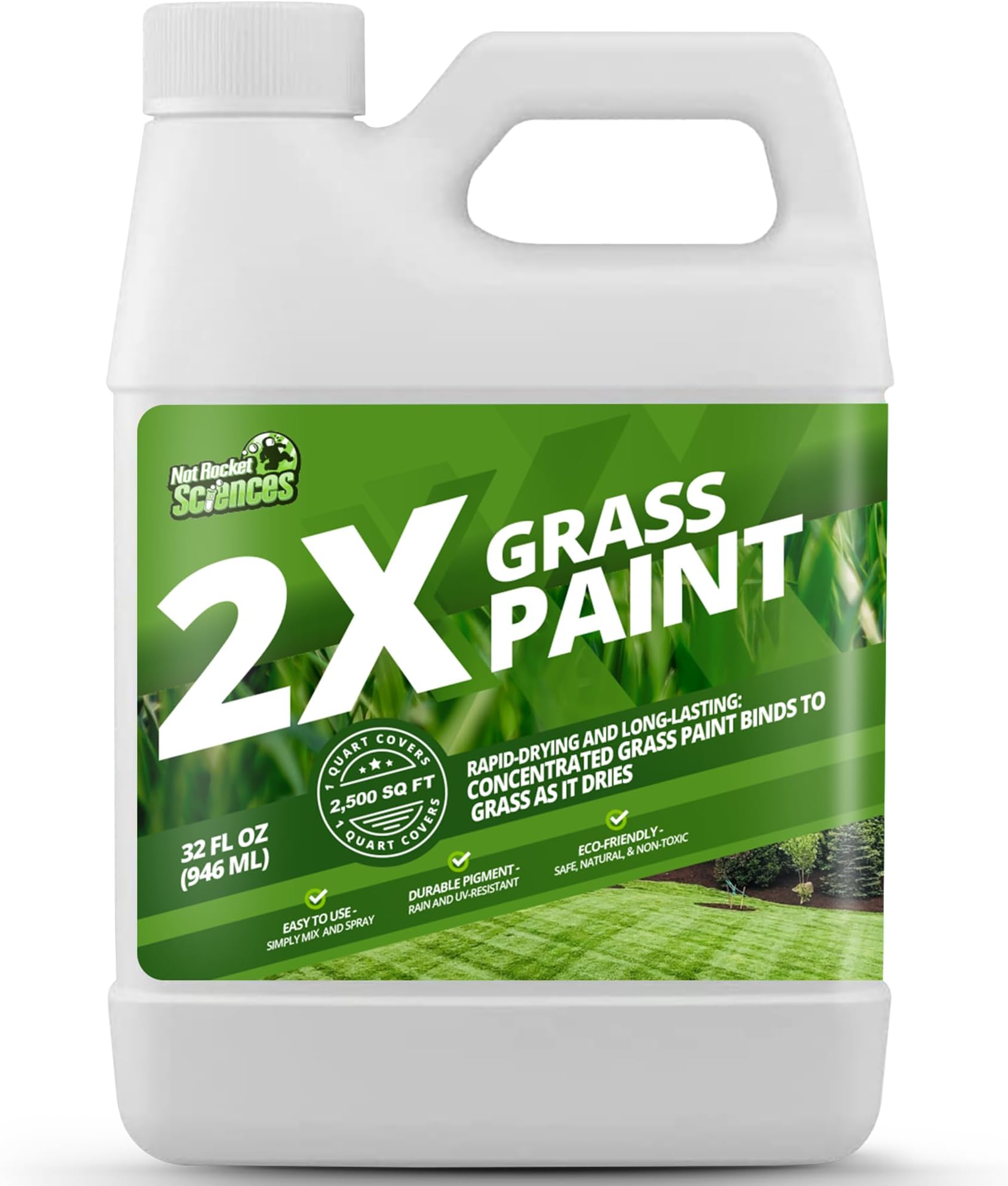 32oz 2X Green Grass Paint for Lawn, Ideal Turf Paint & Green Lawn Spray to Renew Discolored Lawns, Concentrated Grass Dye, Premium Colorant for Vibrant and Lush Greener Lawns