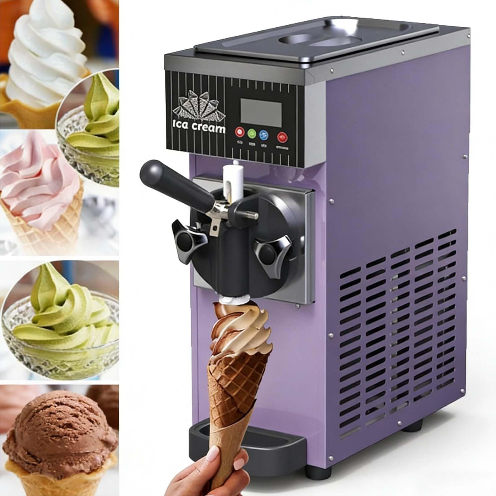 Macchina per gelato da 450 W, macchina morbida per supermercati e panetterie, attrezzatura da tavolo con schermo LCD, pulizia automatica, capacità 2,5 l, sapore singolo