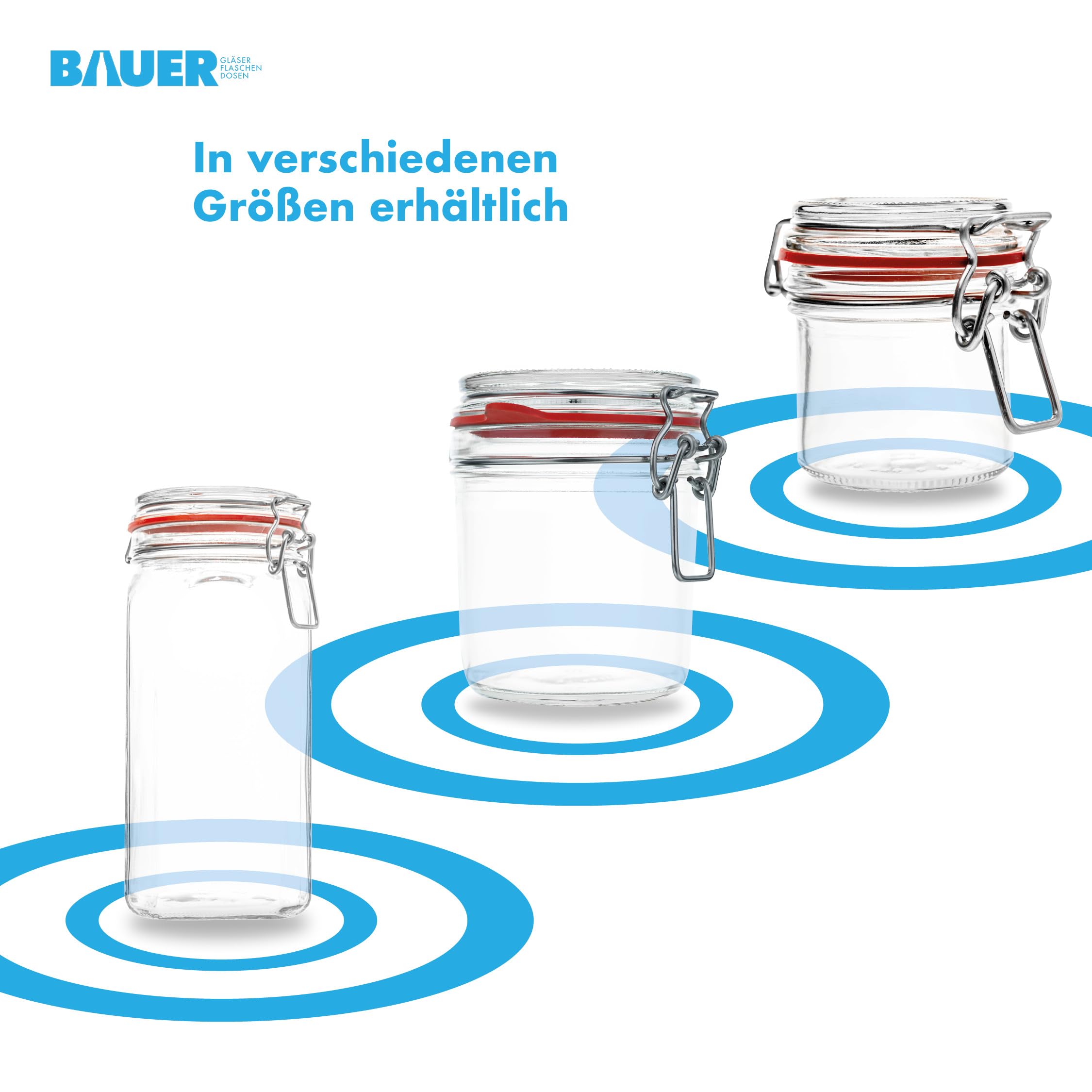 Confezione da 12 bicchieri da 634 ml, utilizzabili come vasetti per conserve e fermentazione, per conservare, bicchieri da riempire, barattoli vuoti con staffa metallica – Made in Germany