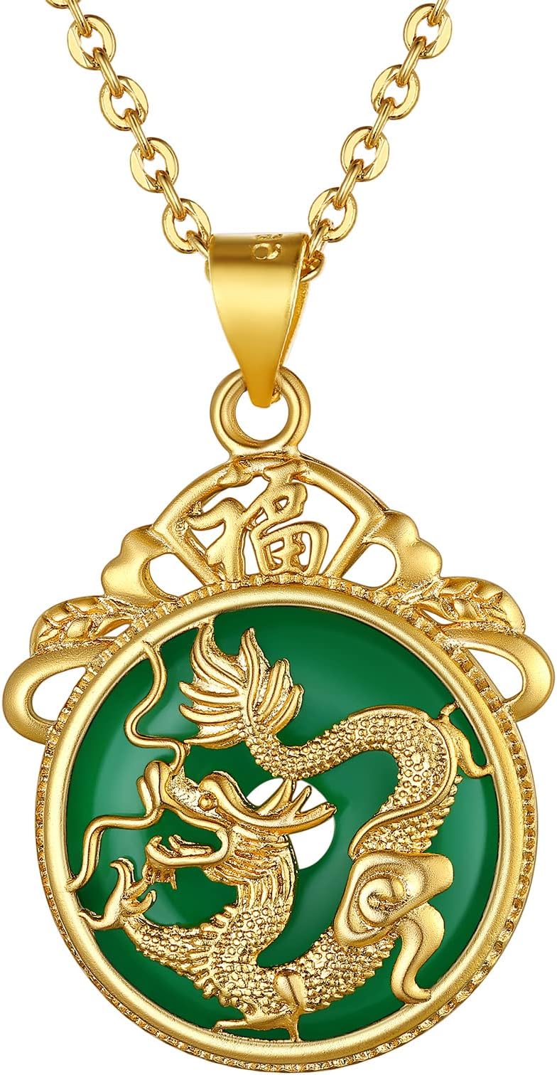 JEWELRY Buddha/Bodhisattva Necklace for Men Women, Lucky Dragon Pendant Talisman Amulet Chinese Jade Spiritual Ornaments Jewellery Gifts