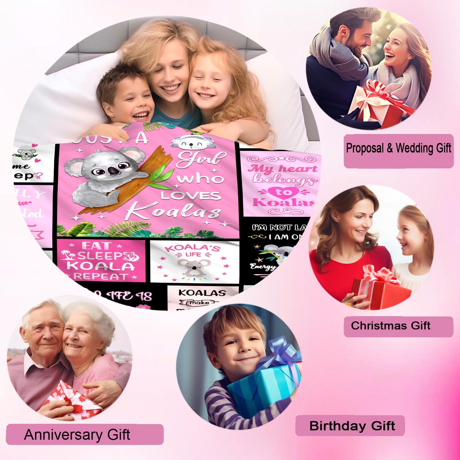 Koala Bear Blanket Koala Gifts for Kids Adults Women,Cute Cartoon Koalas Throw and Blankets for Koala Lovers Couch Bedroom Sofa All Season 60"X50" - Image 5