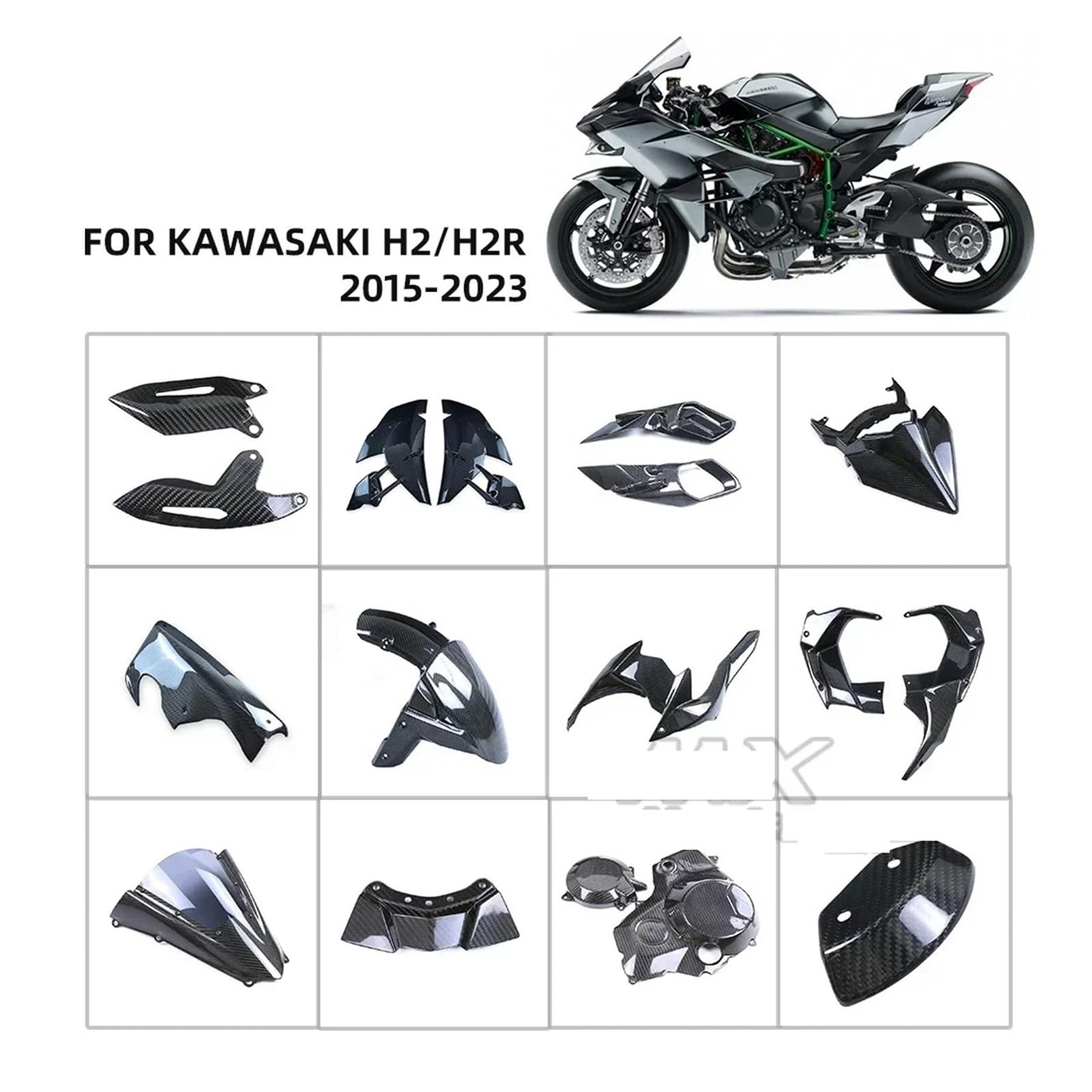 Amazon.co.jp: H2/R 2024、KAWASAKI NINJA H2 H2R 2015-2023 カーボン 