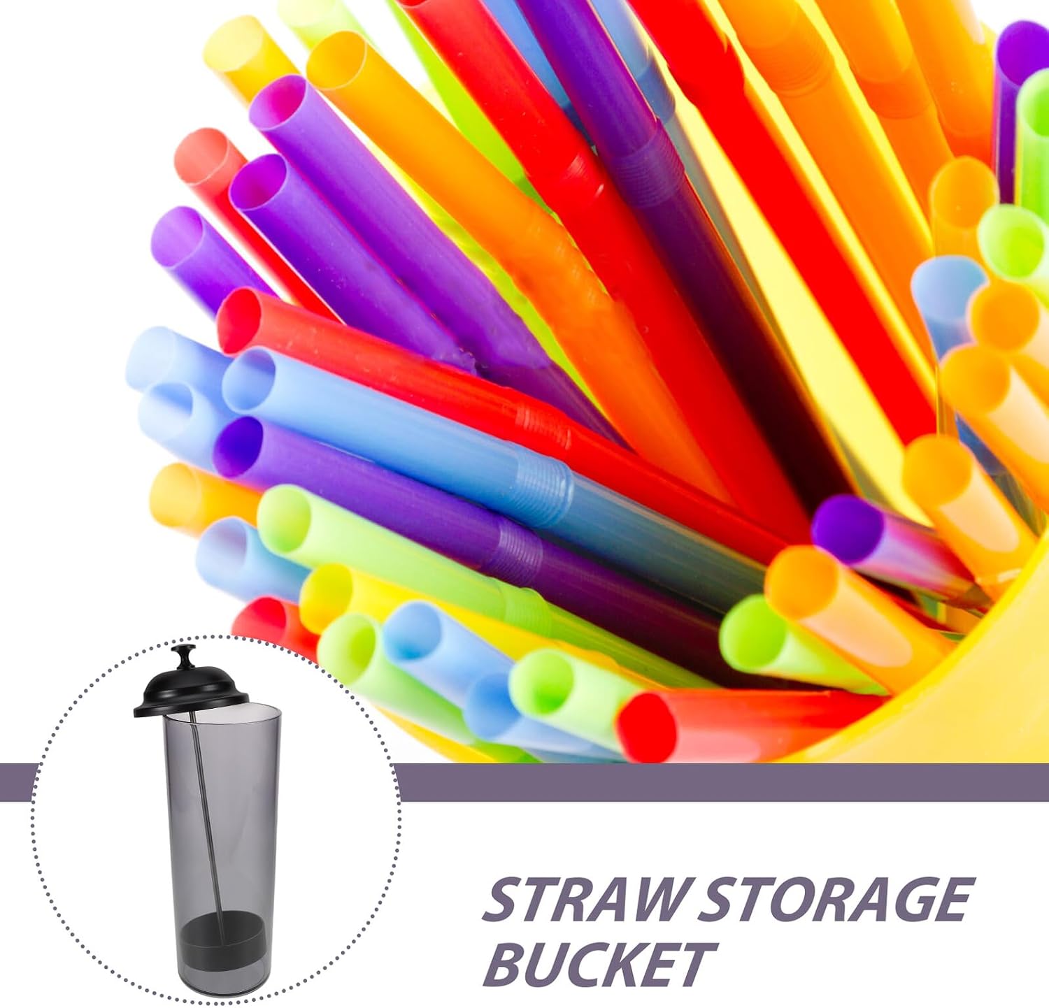 Reusable Straw Dispenser Holder Plastic Countertop Storage Bucket
