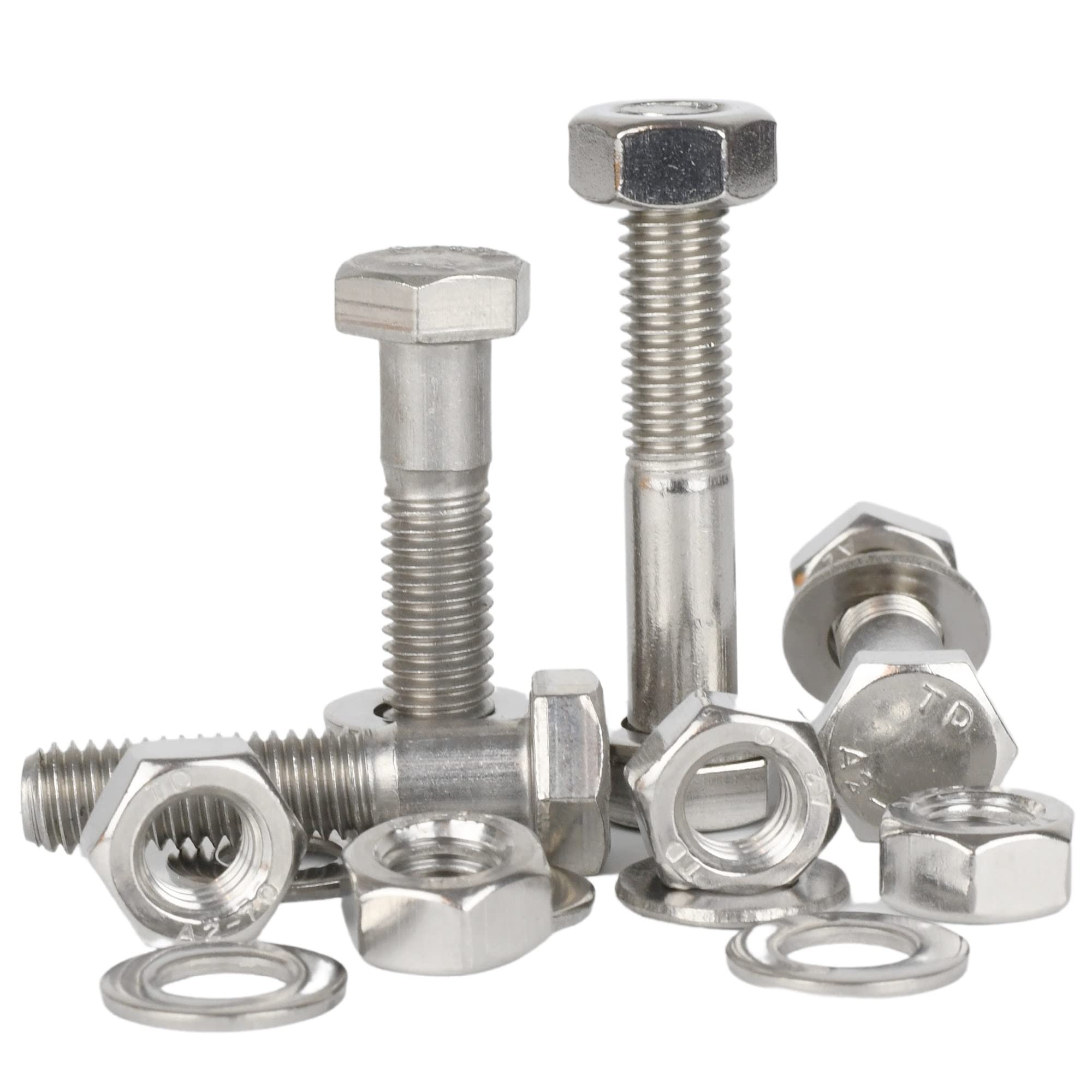 Bolt Base M8 x 130 A2 Stainless Steel Hex Head Bolt + Hexagon Full Nuts & Washers Kit (50 Each)
