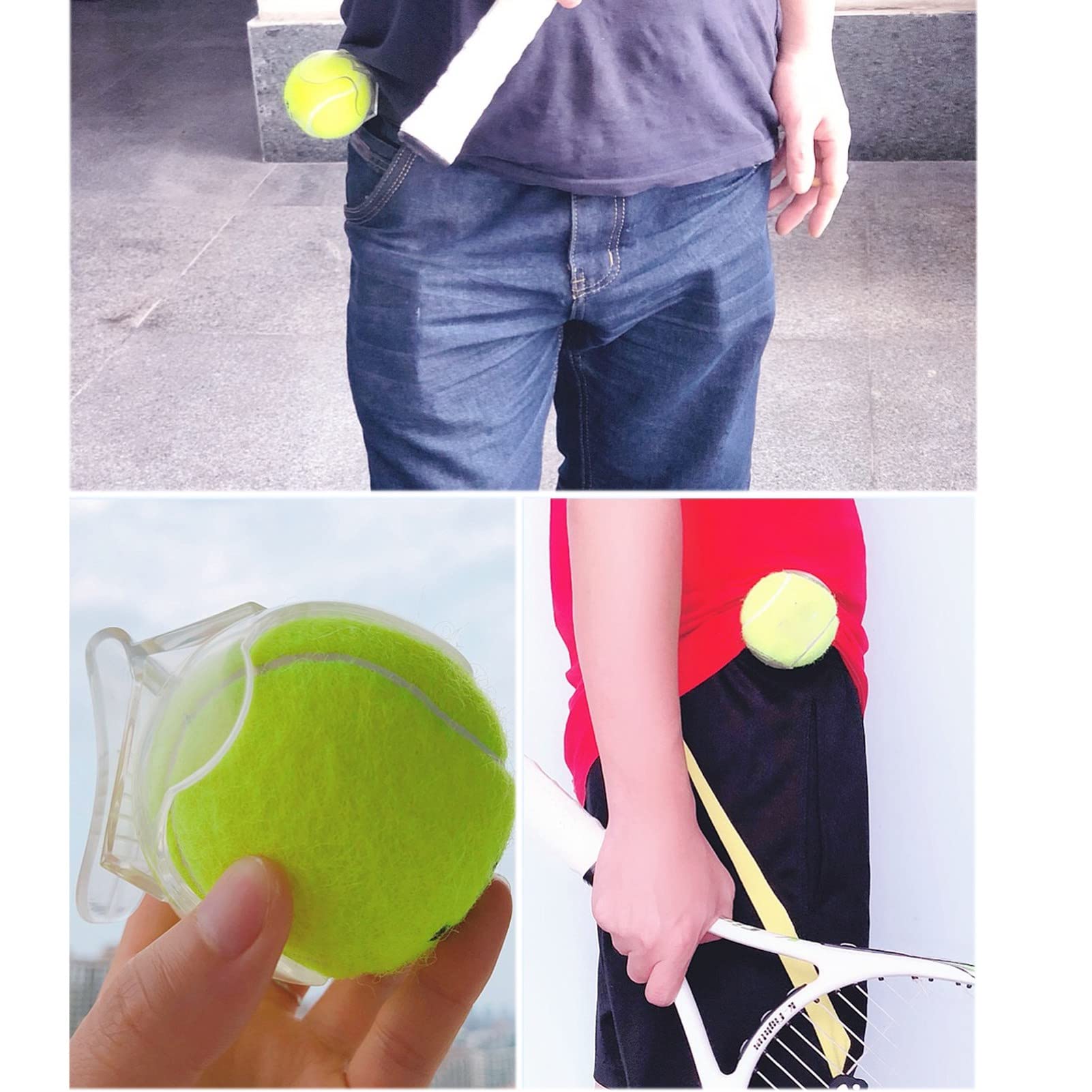 AMONIDA Clip Support Balle De Tennis - Attache Ceinture Robuste En ABS Transparent Pour Entraînement Efficace