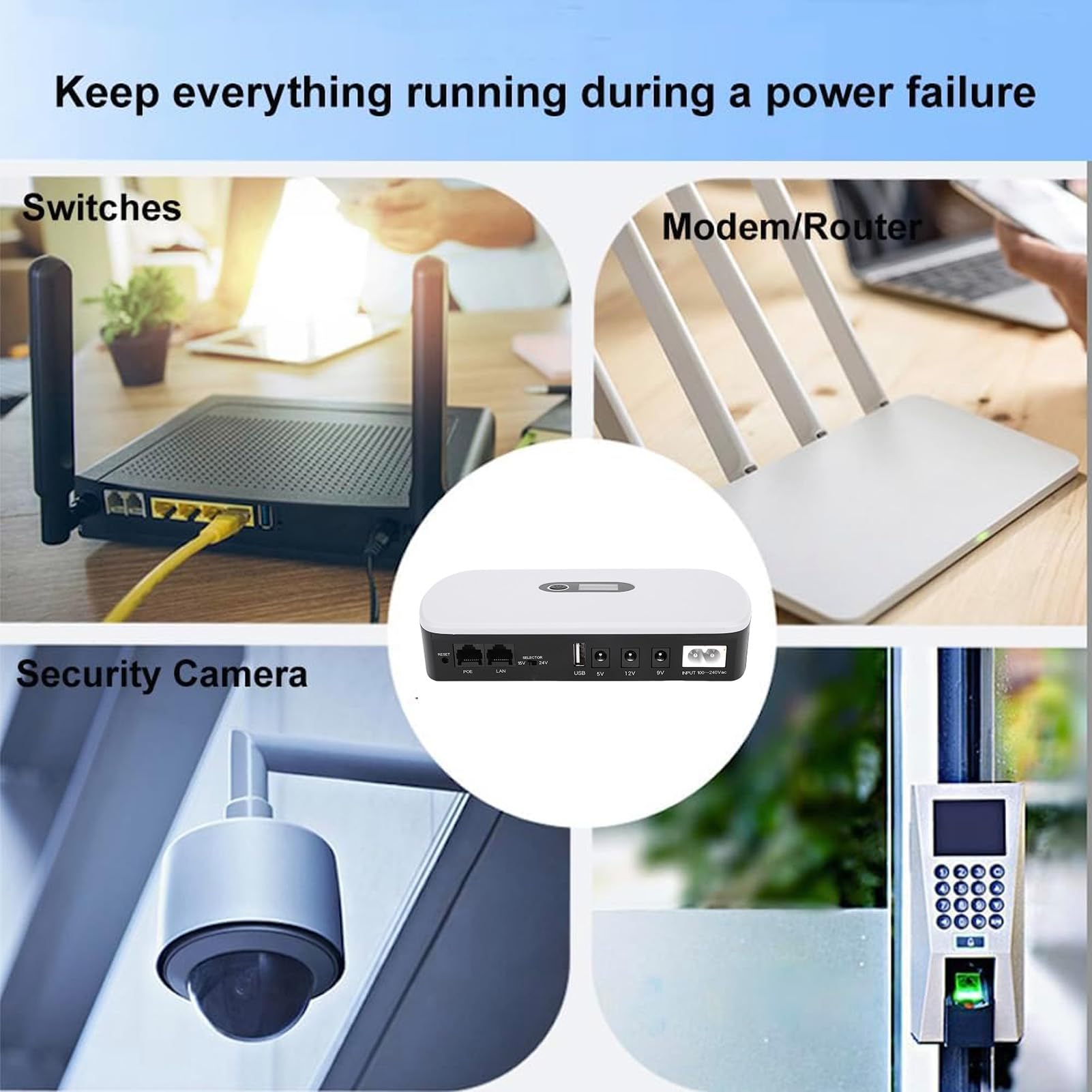 Eujgoov 10400 Mini o Dużej Pojemności Mini UPS Prąd Kopii Zapasowej Zasilacz Adaptacyjny Urządzenie Prąd Wyjściowy Kamera Router Optyczny Wbudowany w Adapter POE15V (wtyczka UE)