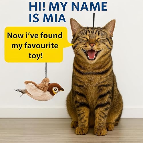 Miniatura 7 de Juguetes que no vuelan recargables, gorrión de pájaro sin volar, tweet de chirrido realista, juguete de gatito activado por el tacto, juguetes