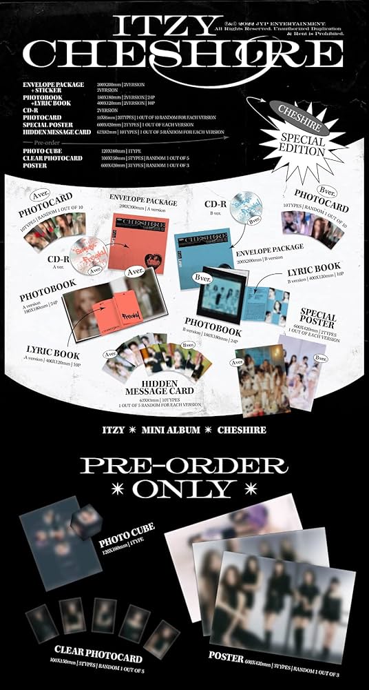 ITZY CHESHIRE 6th Mini Album Special Edition CD+Poster on