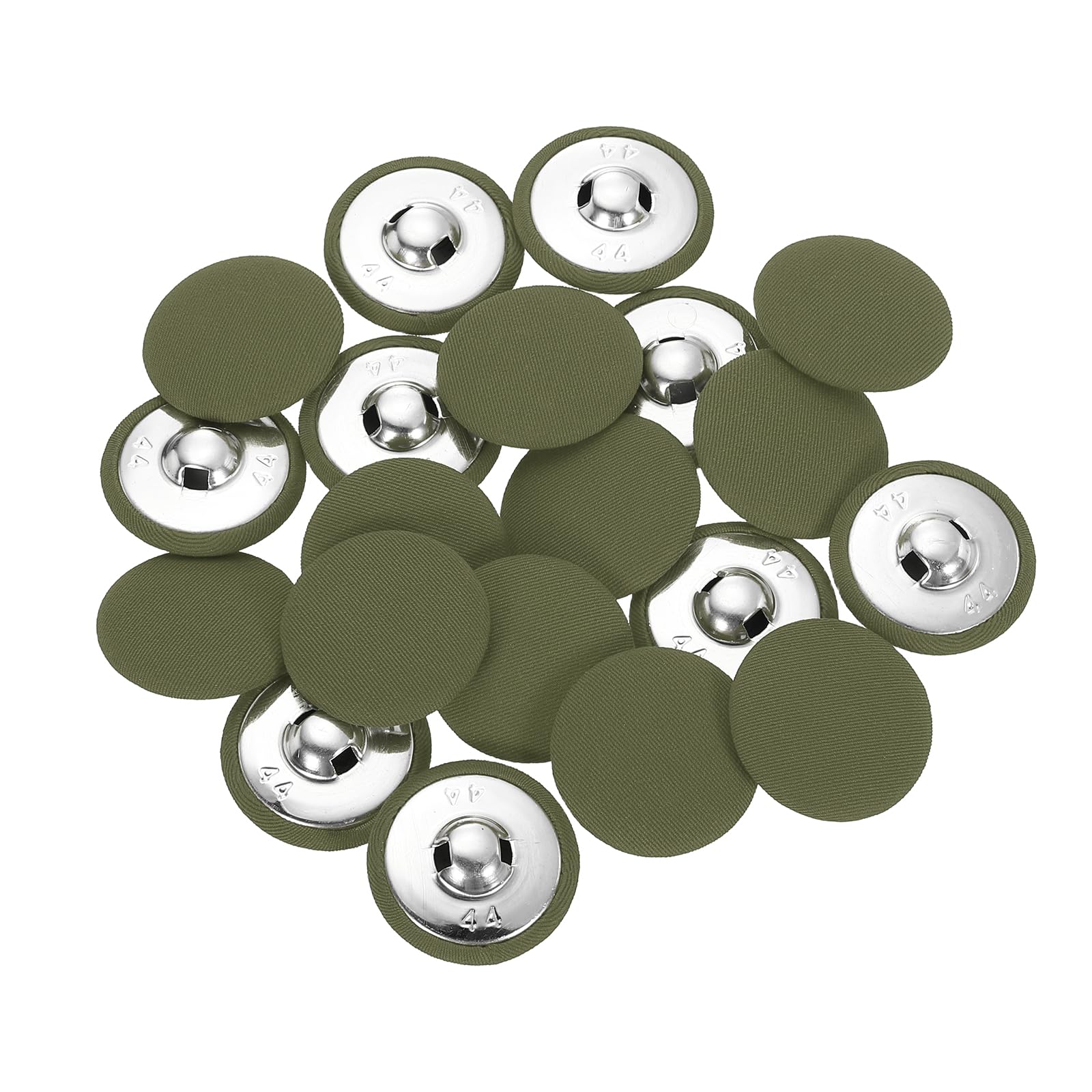 sourcing map 20Pcs Fabric Cloth Covered Button, 28mm 44L Metal Shank Round Sewing Buttons Fabric Covered Button for Coat Dress Sweater Hats Crafts Making, Army Green
